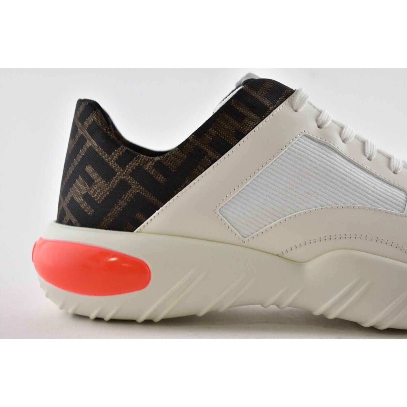 Fendi Fendi Mens White Brown Fabric Logo Sneaker Flat Trainer Size US 8 / EU 41 - 4 Thumbnail