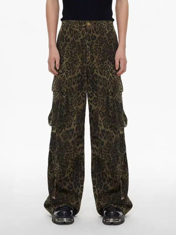 VIBE Retro casual leopard print paratrooper cargo trousers Size US 30 / EU 46 - 2 Thumbnail
