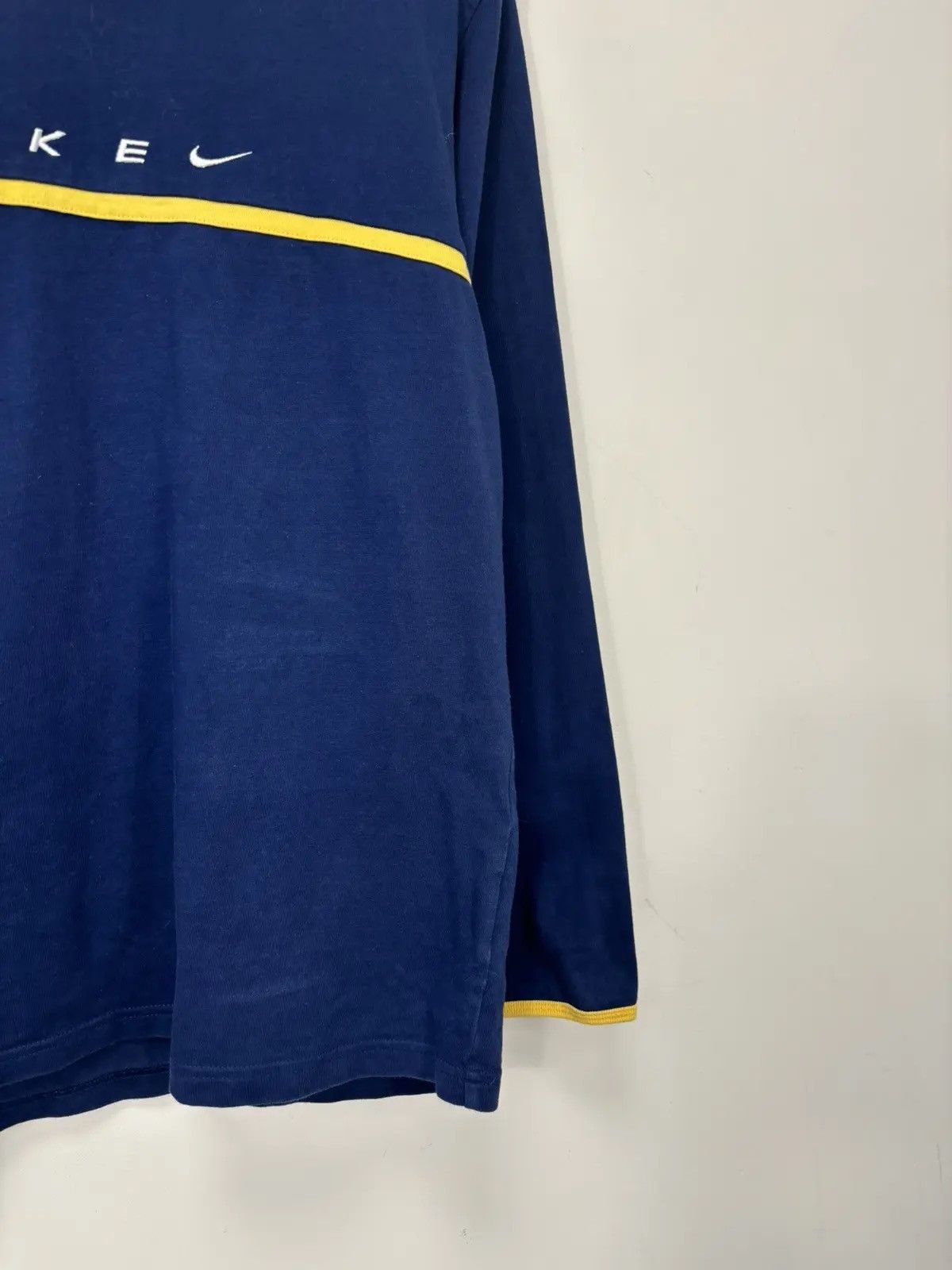 Nike × Vintage Vintage 90s Nike Y2K Big Embroidered Swoosh Long Sleeve Tee Size US M / EU 48-50 / 2 - 3 Thumbnail