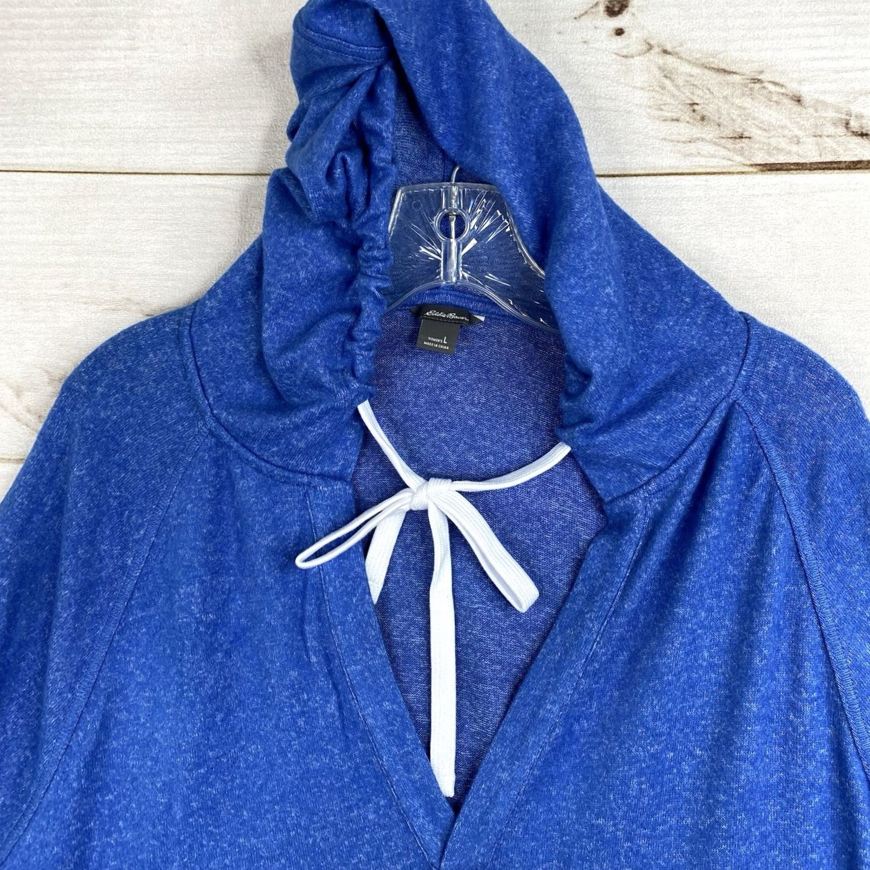 Eddie Bauer Eddie Bauer Womens Hoodie Sweatshirt L Blue Brushed Jersey Knit V Neck NWT Size L / US 10 / IT 46 - 2 Thumbnail