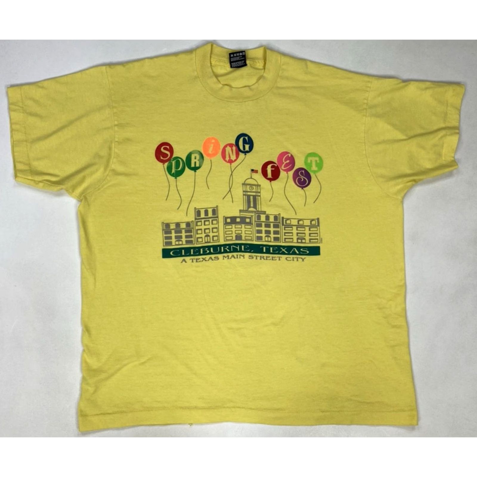 Fruit Of The Loom VINTAGE Fruit of the Loom T-Shirt Men XL 90s Spring Festival Graphic Cleburne Texas Yellow 100% Cotton Size US XL / EU 56 / 4 - 2 Thumbnail