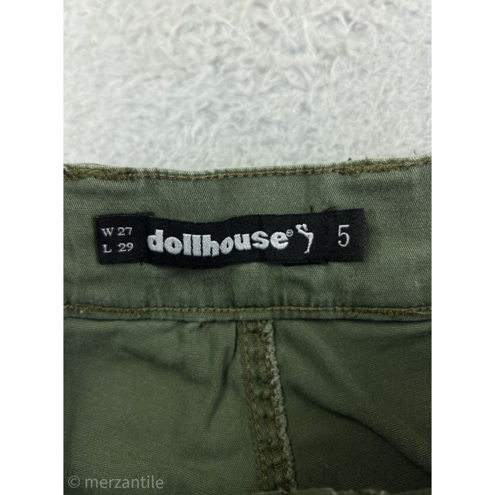 Vintage Dollhouse Womens Pants Cargo 5 Green Army Cotton Blend Distressed Size 27" / US 4 / IT 40 - 4 Thumbnail
