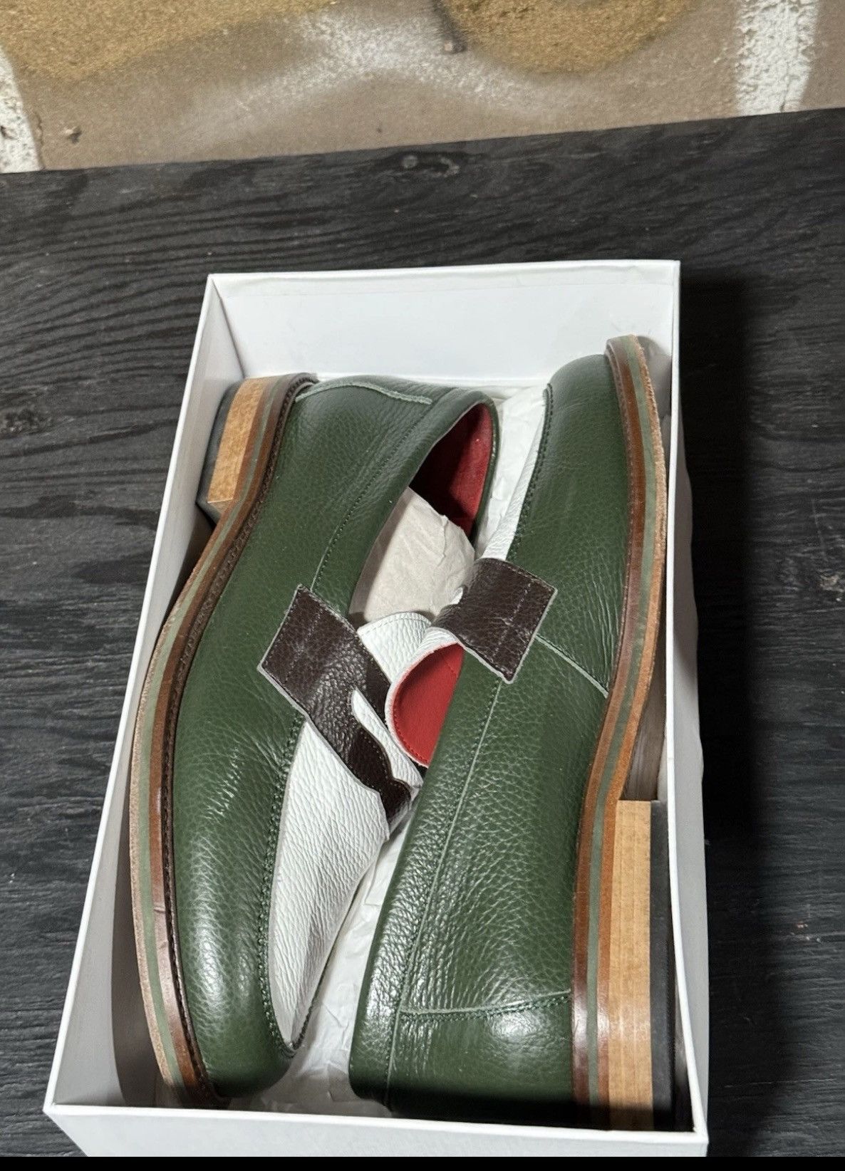 Aime Leon Dore Aime Leon Dore PENNY LOAFER WHITE/BOTANICAL GREEN MENS 12 Size US 12 / EU 45 - 11 Thumbnail