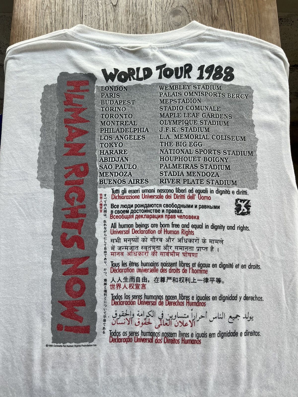 Band Tees × Reebok × Vintage Vintage Reebok HUMAN RIGHTS NOW! 1988’s Tour Tshirt Size US XL / EU 56 / 4 - 9 Thumbnail