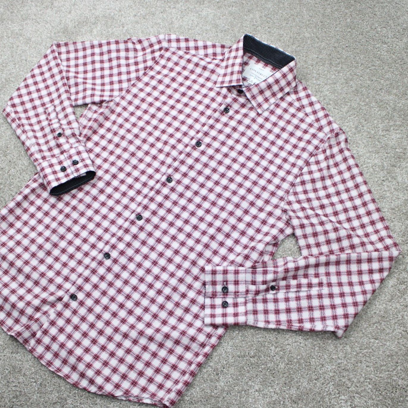 Vintage Construct Shirt Men Medium Red Slim Fit 4 Way Stretch Geometric Button-Up 15-15 1/2, 33/34 Casual Formal Workwear Mens Size US M / EU 48-50 / 2 - 4 Thumbnail
