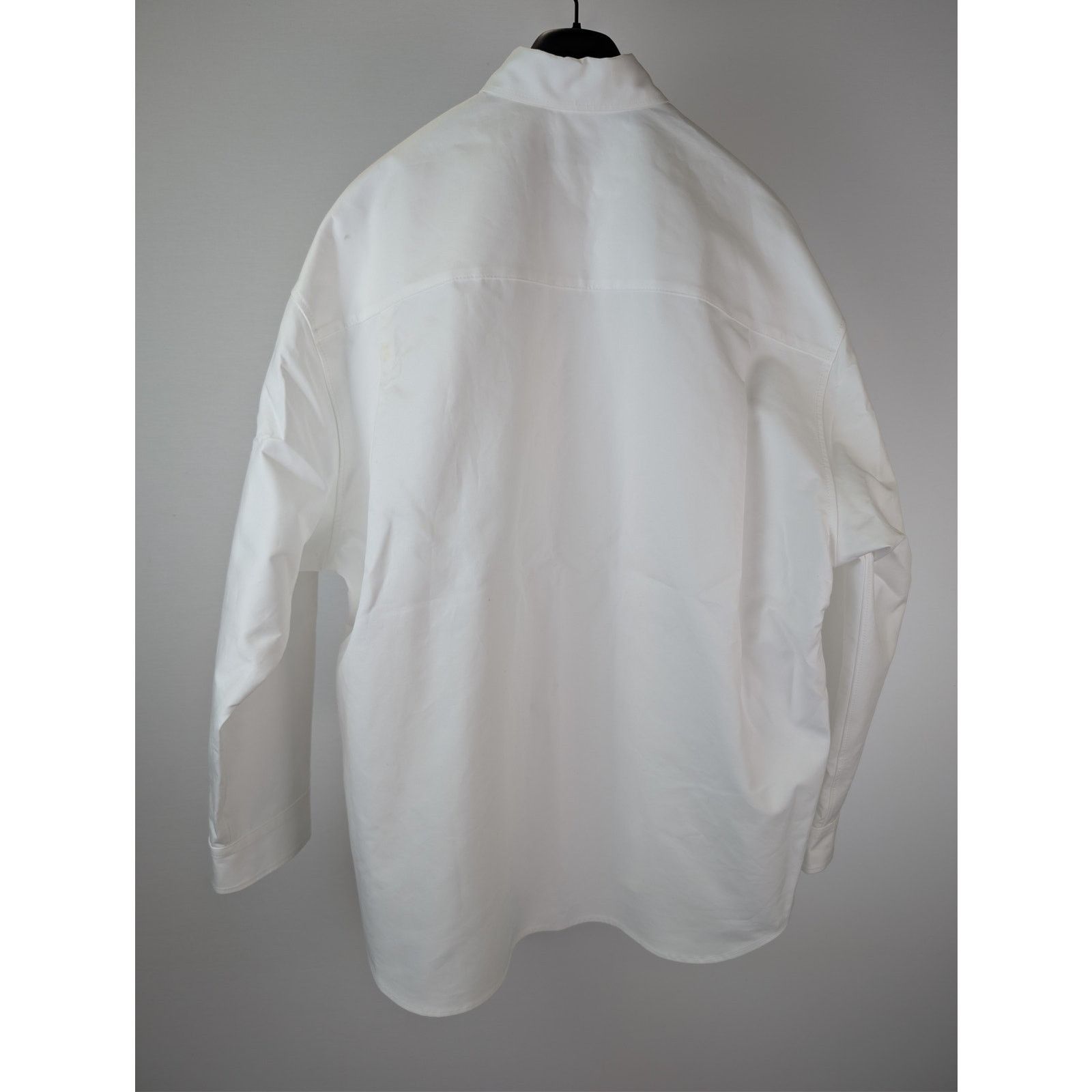 Balenciaga o1rshd1 Cotton Poplin Long-Sleeved Outerwear Shirt in White Size US XS / EU 42 / 0 - 9 Thumbnail