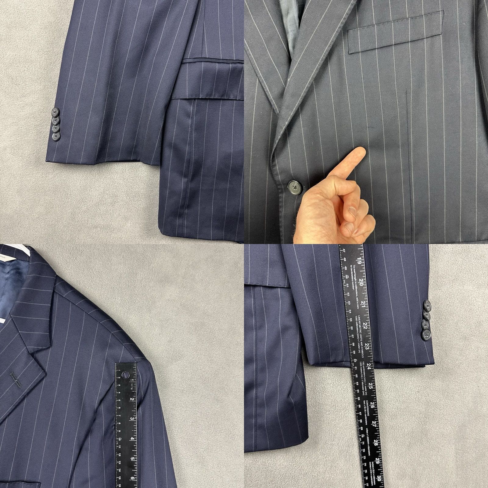Vintage Samuelsohn Loro Piana Blazer Navy Blue Striped Wool Super 120’s SB Greenwic 48R Size 48R - 10 Thumbnail