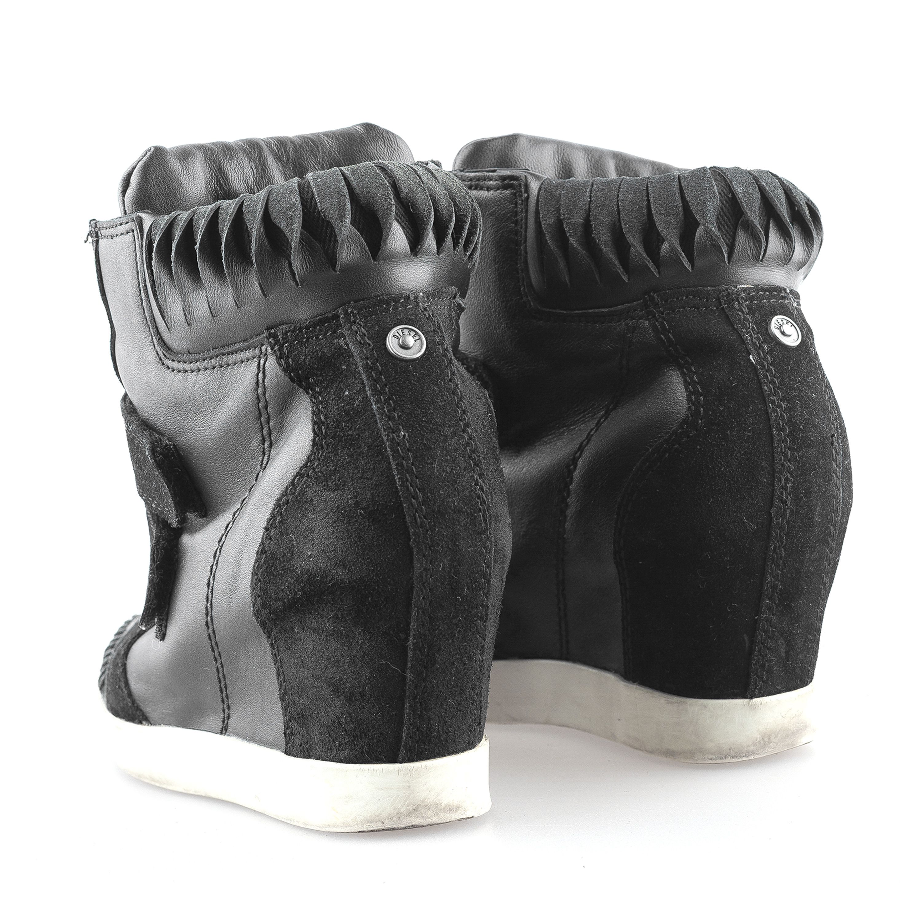 Diesel Diesel Black Leather Vintage Wedge Sneakers (37 EU) Size US 6 / IT 36 - 5 Thumbnail