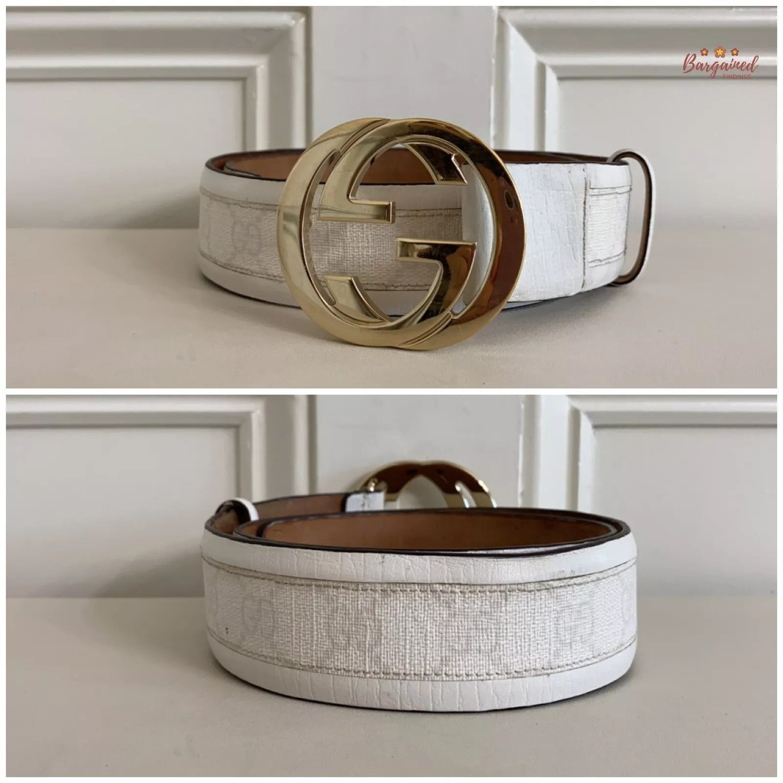 Gucci GUCCI GG Plus Coated Canvas Leather Interlocking G Belt Size 28 - 10 Thumbnail
