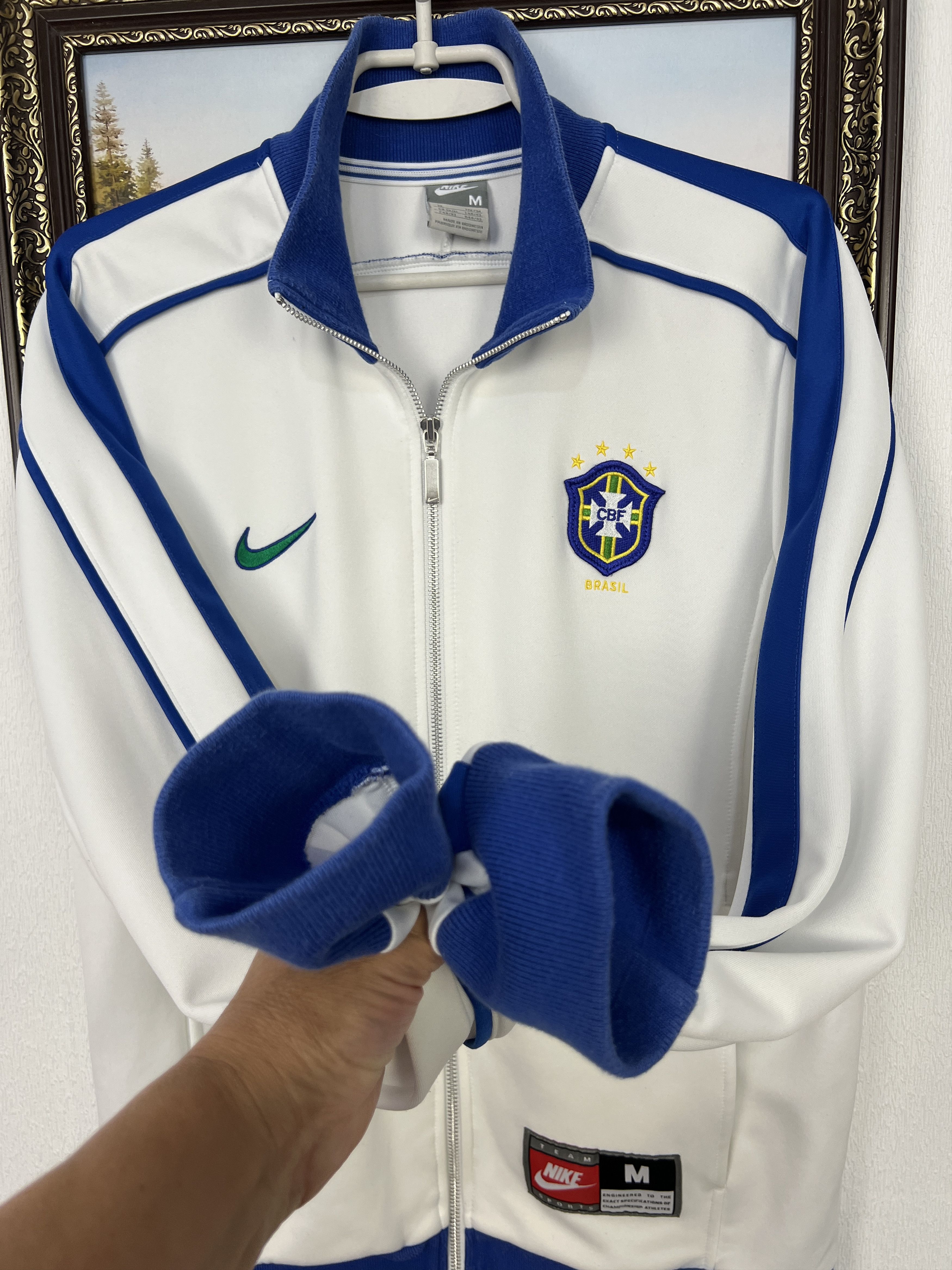 Nike Vintage Nike Brazil Football White Jacket Soccer Track Top Size US M / EU 48-50 / 2 - 6 Thumbnail