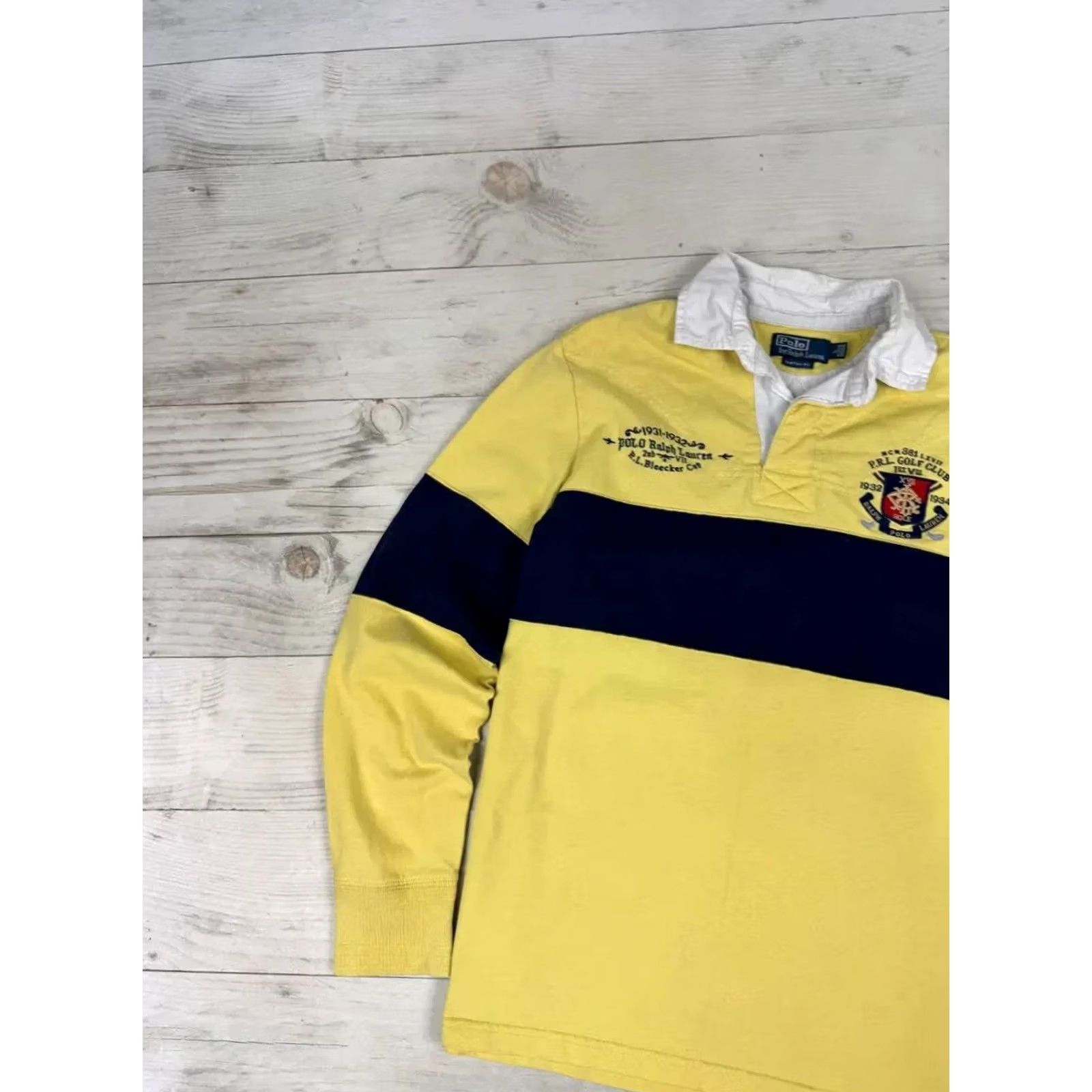 Polo Ralph Lauren VINTAGE Polo Ralph Lauren Rugby Striped Shirt Polo Shirt Men L Yellow Size US L / EU 52-54 / 3 - 5 Thumbnail