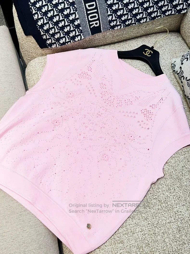 Chanel Chanel Pink hollow knit sleeveless Size S / US 4 / IT 40 - 2 Thumbnail
