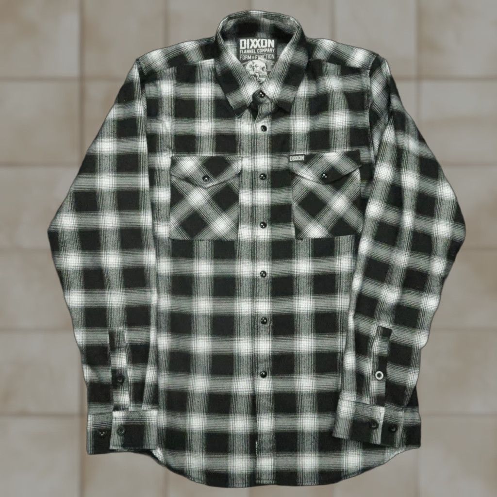 Dixxon Flannel Shirt Men S Black Plaid Long Sleeve Pearl Snap Vintage No