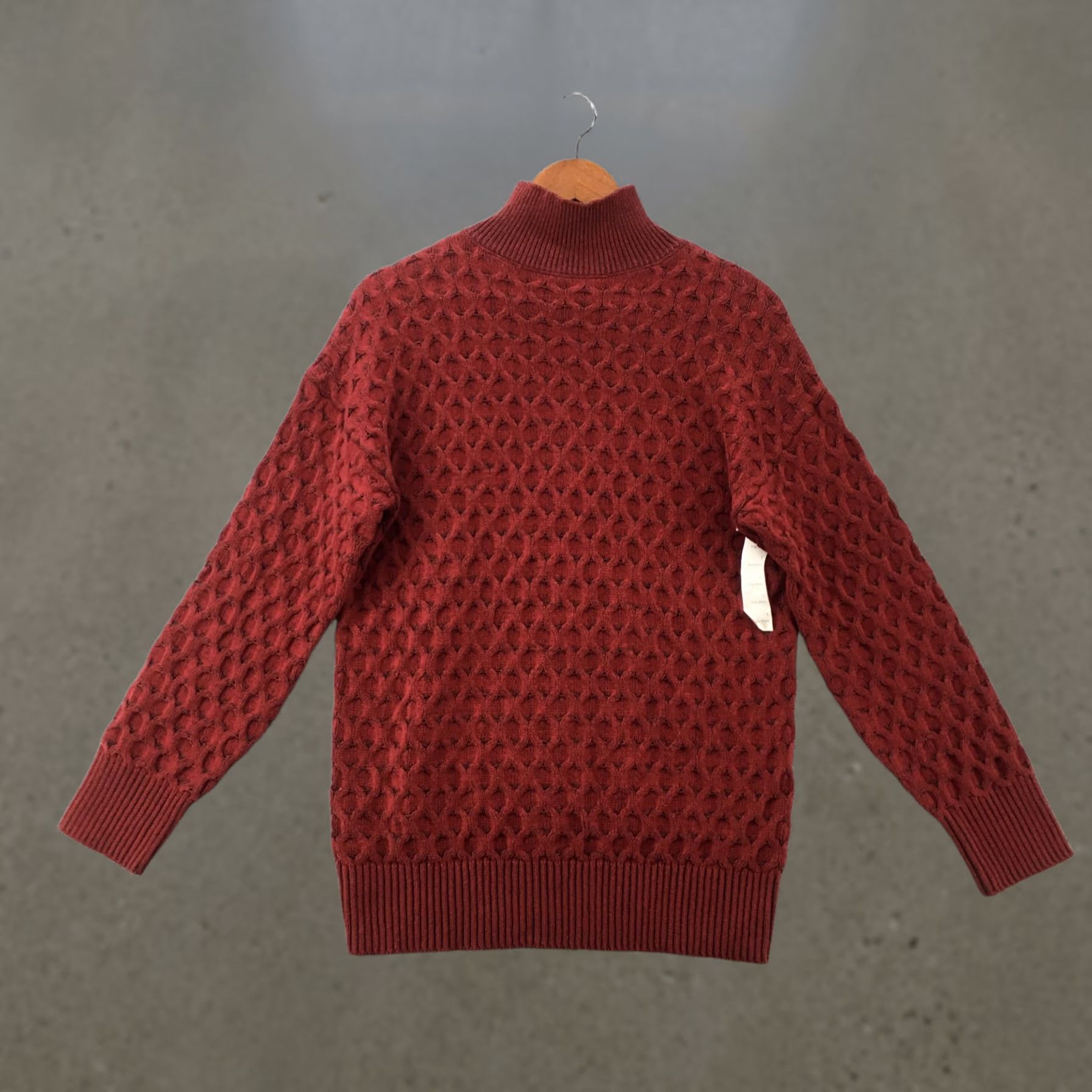 Vintage Knox Rose Honeycomb Knit Turtleneck Sweater Womens S Red Long Sleeve Pullover Size S / US 4 / IT 40 - 1 Thumbnail
