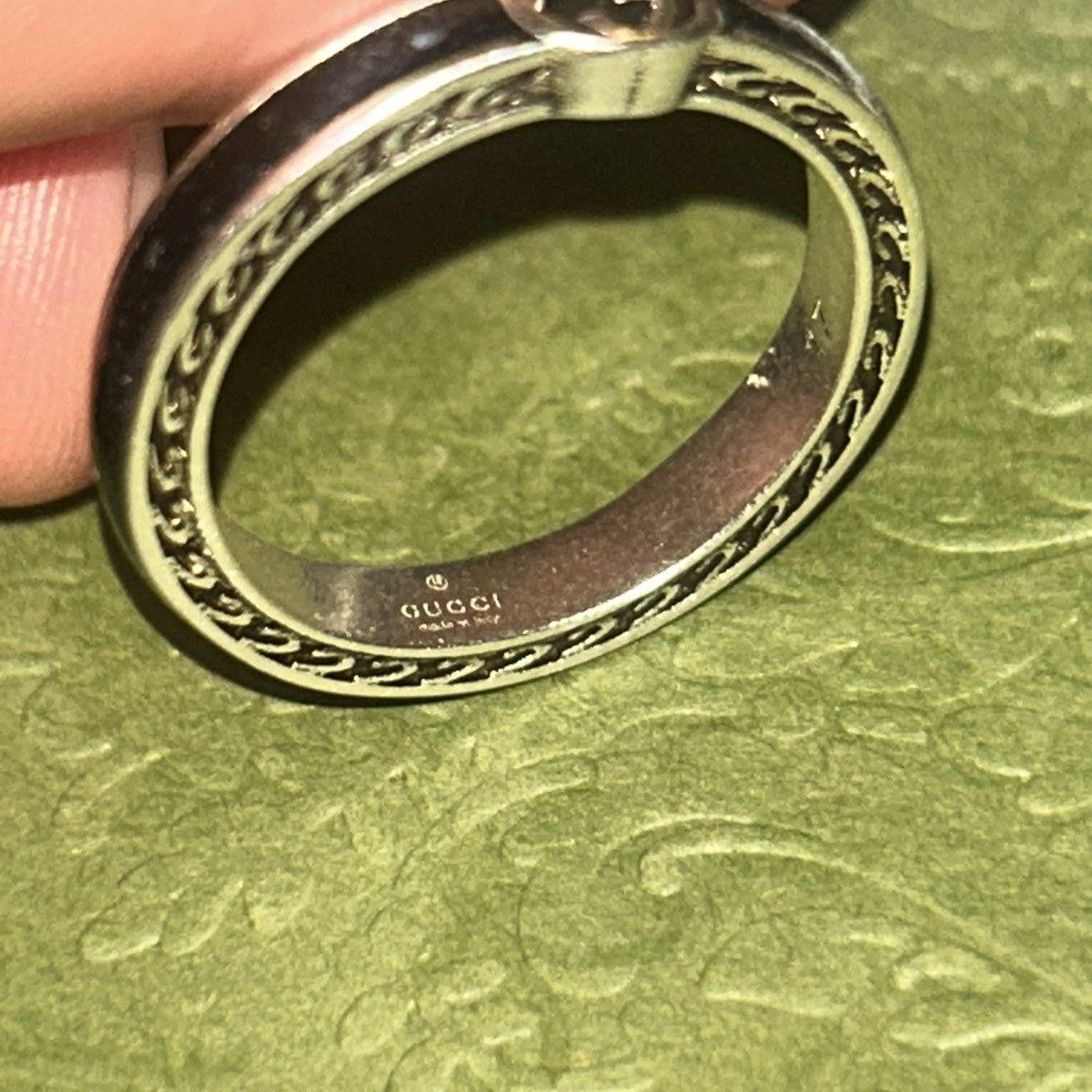 Gucci Gucci Interlocking G Enamel Thin Ring Black Ag925 701620 Size ONE SIZE - 8 Thumbnail