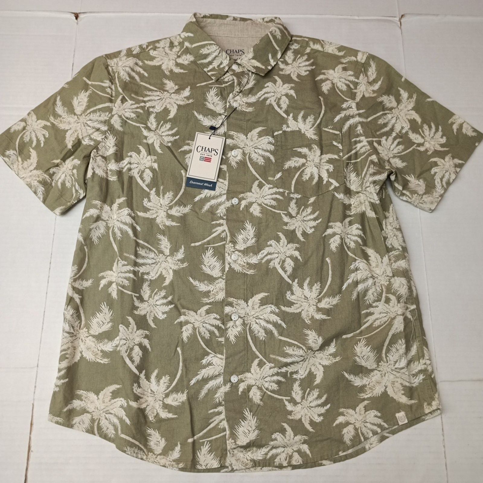 Chaps Chaps Linen Woven Shirt Men's L Light Olive Floral Print Size US L / EU 52-54 / 3 - 1 Thumbnail