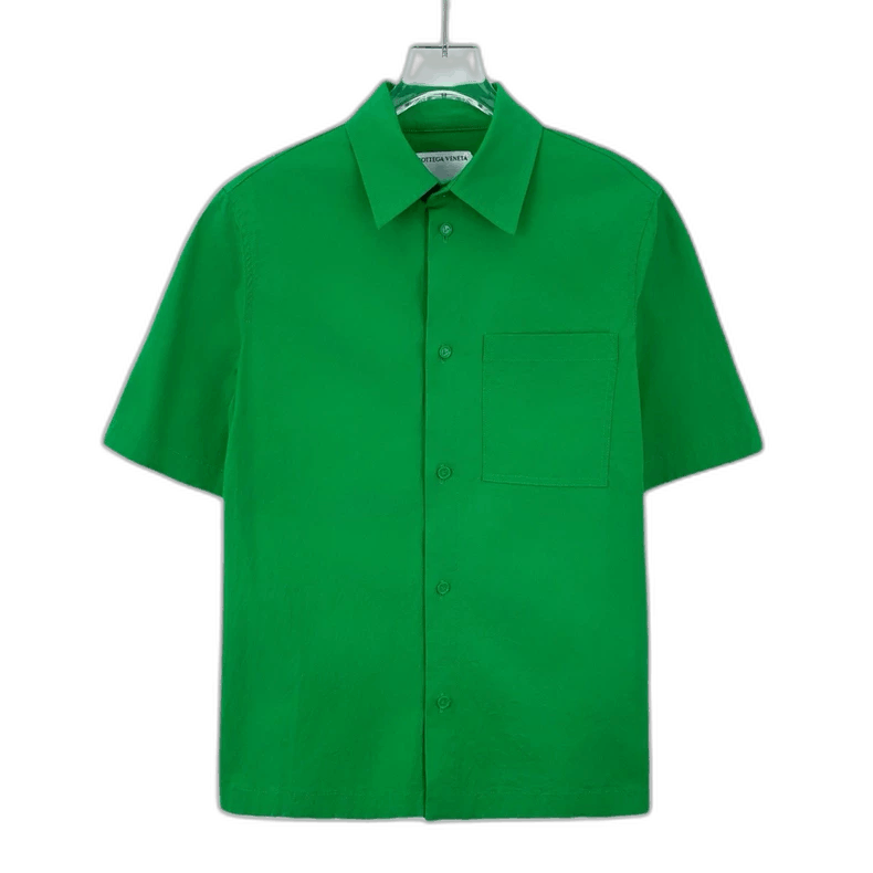 Bottega Veneta Green Cotton Short Sleeve Button-Up Shirt Size US S / EU 44-46 / 1 - 1 Thumbnail