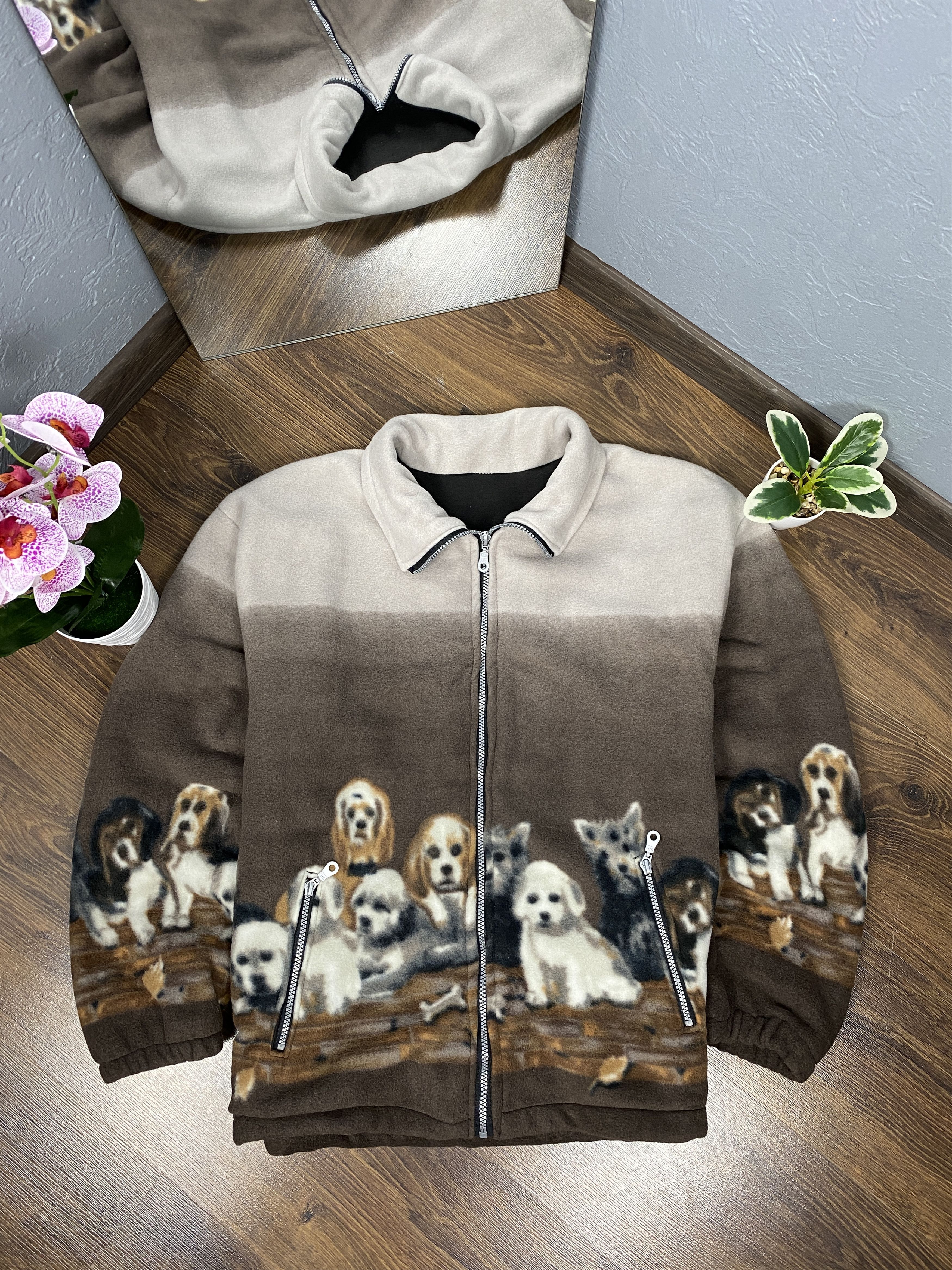 Vintage Dog print vintage animal fleece jacket Size US XL / EU 56 / 4 - 1 Thumbnail