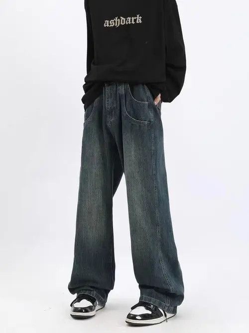 VIBE Retro street wash blue draped straight jeans Size US 32 / EU 48 - 1 Thumbnail