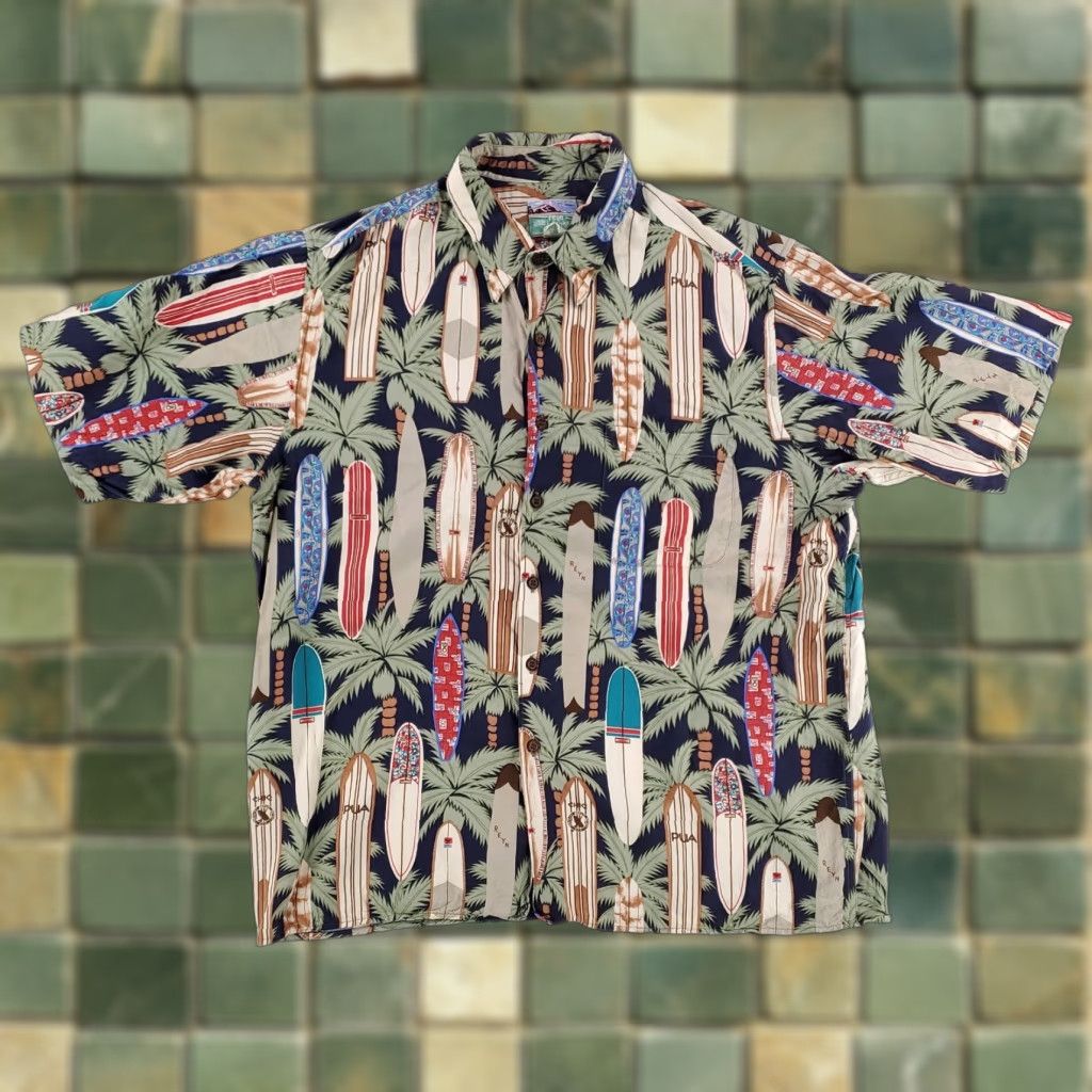 Reyn Spooner Reyn Spooner Hawaiian Button-Up Shirt Mens XL Surfboard 100% Rayon Multicolor Short Sleeve Size US XL / EU 56 / 4 - 1 Thumbnail
