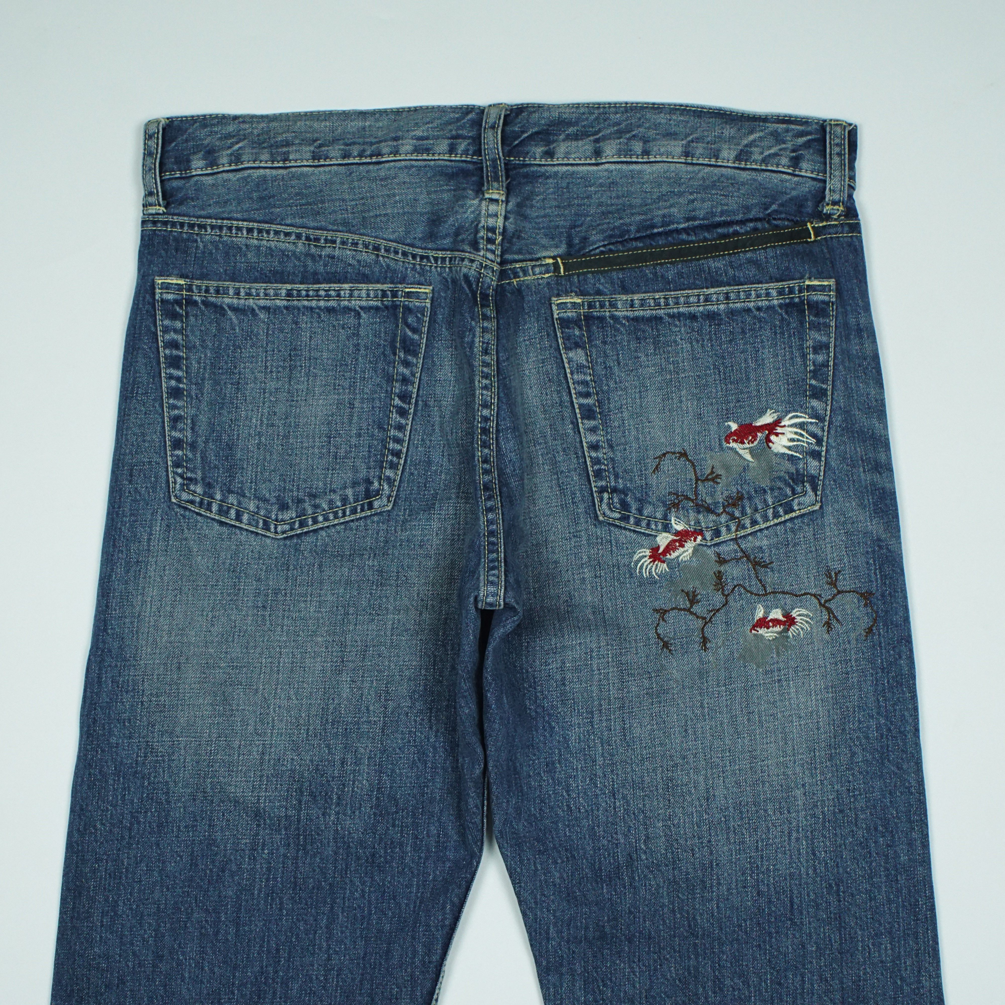 Takeo Kikuchi *NoTariff Takeo Kikuchi Koi Embroidered Denim Pants Size US 32 / EU 48 - 2 Thumbnail