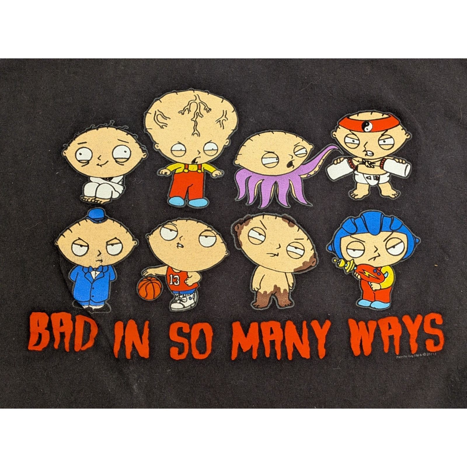 Delta Y2K Family Guy T-Shirt Bad in So Many Ways Stewie Black Fade Size US L / EU 52-54 / 3 - 4 Thumbnail