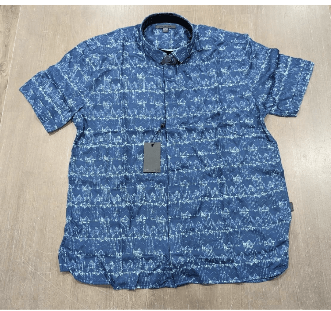 John Varvatos John Varvatos Printed SS Button Up Shirt Blue Small Size US S / EU 44-46 / 1 - 1 Thumbnail