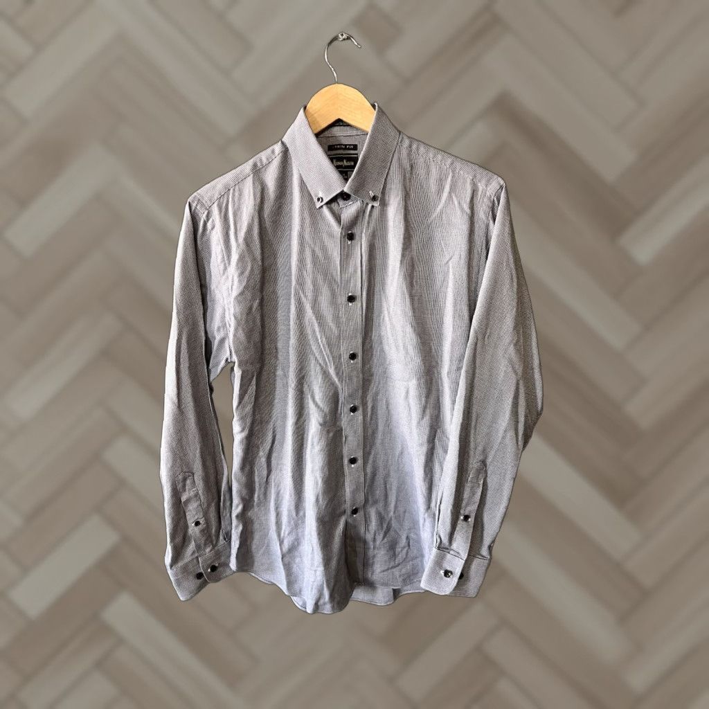 Neiman Marcus Neiman Marcus Mens Dress Shirt Blue Long Sleeve Button Up 15 32/33 15 Regular Shirt Men Size 40R - 1 Thumbnail
