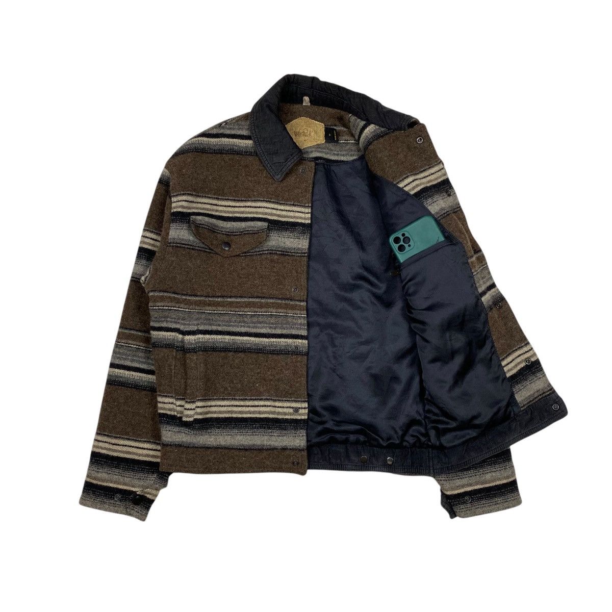 Vintage × Woolrich Woolen Mills Rare Woolrich Trucker Wool Striped Work Jacket Size US S / EU 44-46 / 1 - 3 Thumbnail