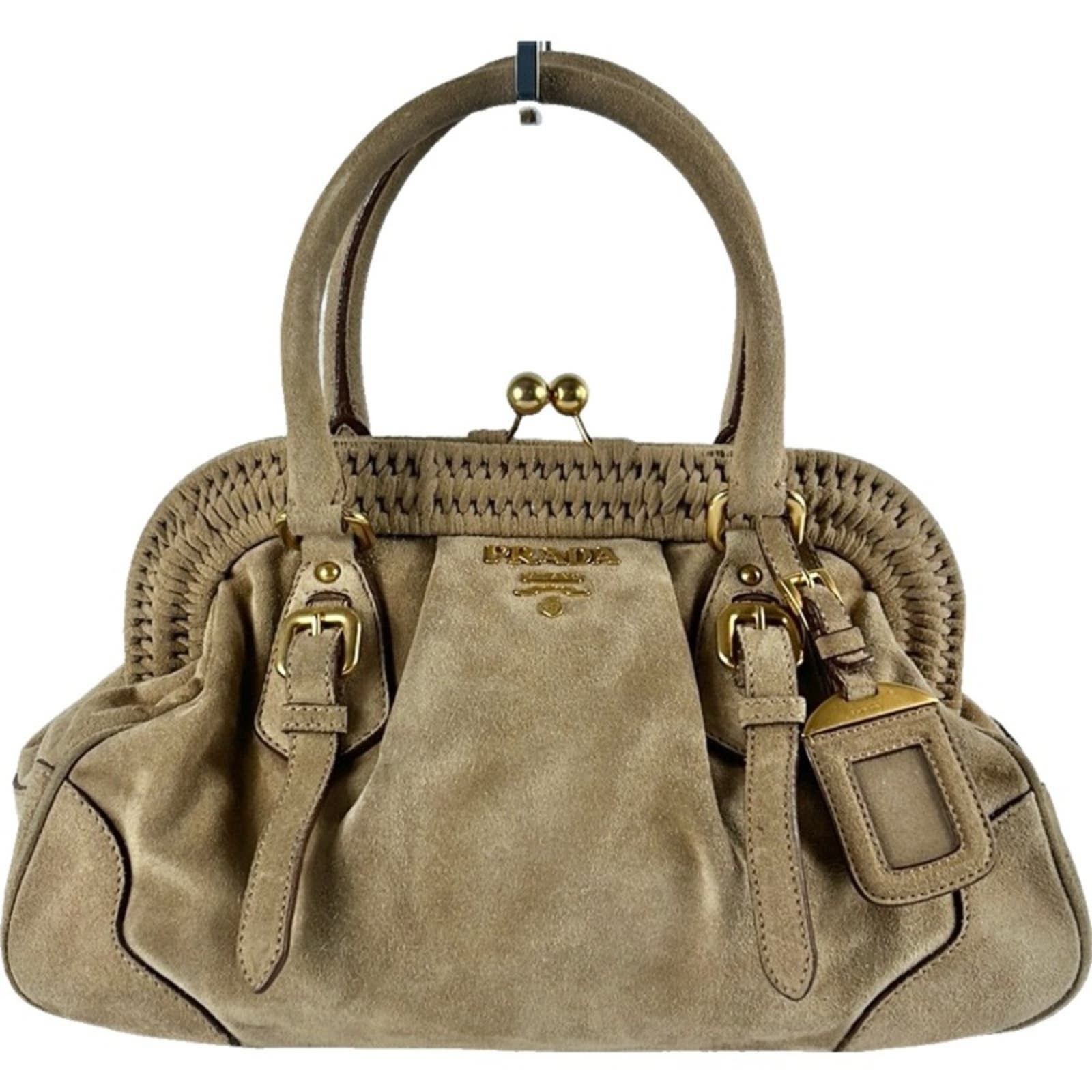 image of Prada Scamosciato Frame Bag in Tan, Women's