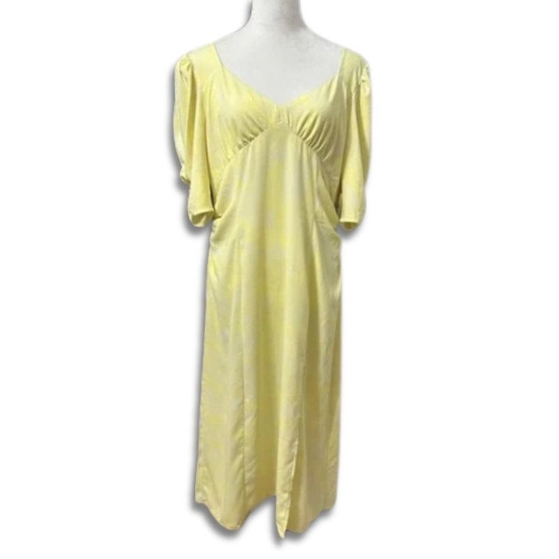 Other Open Edit Smocked A-Line Dress Puff Sleeve Floral Yellow L Size L / US 10 / IT 46 - 2 Thumbnail