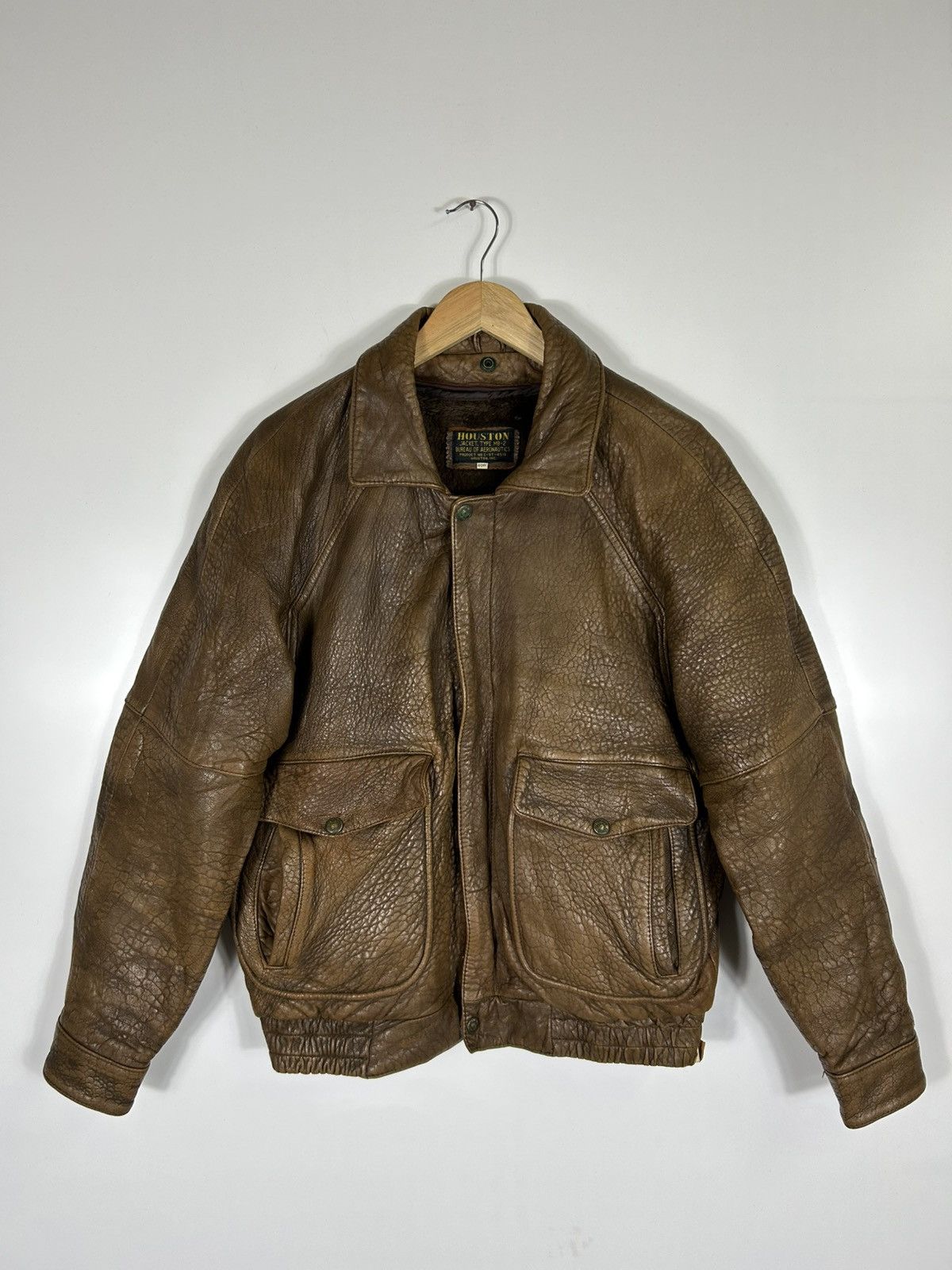 Leather ⚡️Vintage 80’s Houston A2 Flyer Leather Jacket Size US L / EU 52-54 / 3 - 1 Thumbnail