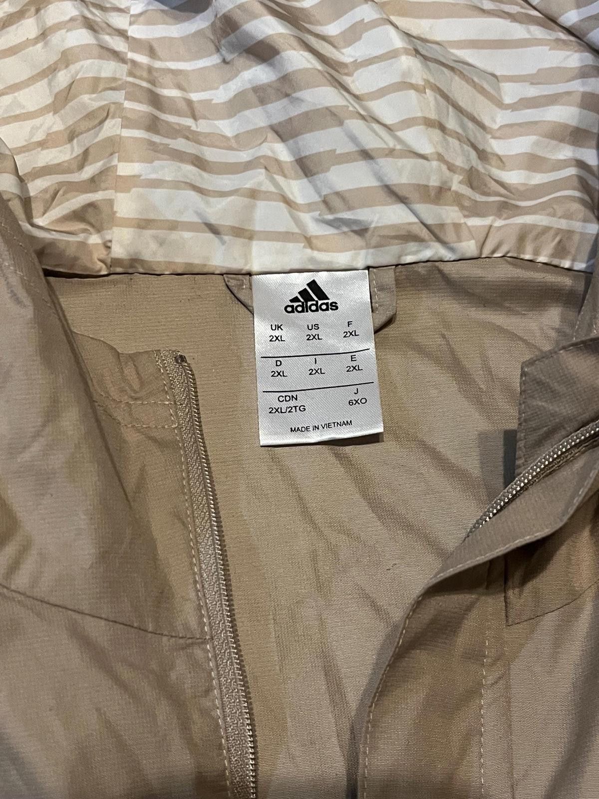 Adidas Adidas Men's Beige Windbreaker Jacket with Hood, Size 2XL Size US XXL / EU 58 / 5 - 3 Thumbnail