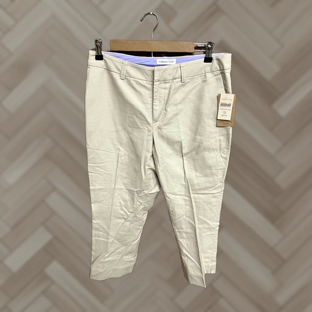Coldwater Creek Coldwater Creek Women's Petite 12 Capri Washed Poplin Beige Mid Rise NEW Size ONE SIZE - 1 Thumbnail
