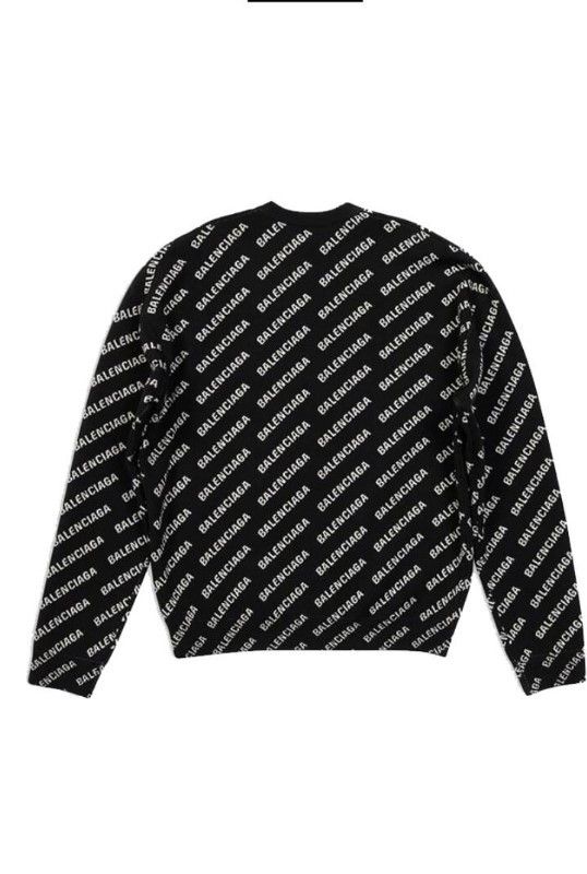 Balenciaga o1la1rc1a1124 All-Over Crewneck Sweater in Black/White Size US S / EU 44-46 / 1 - 2 Thumbnail