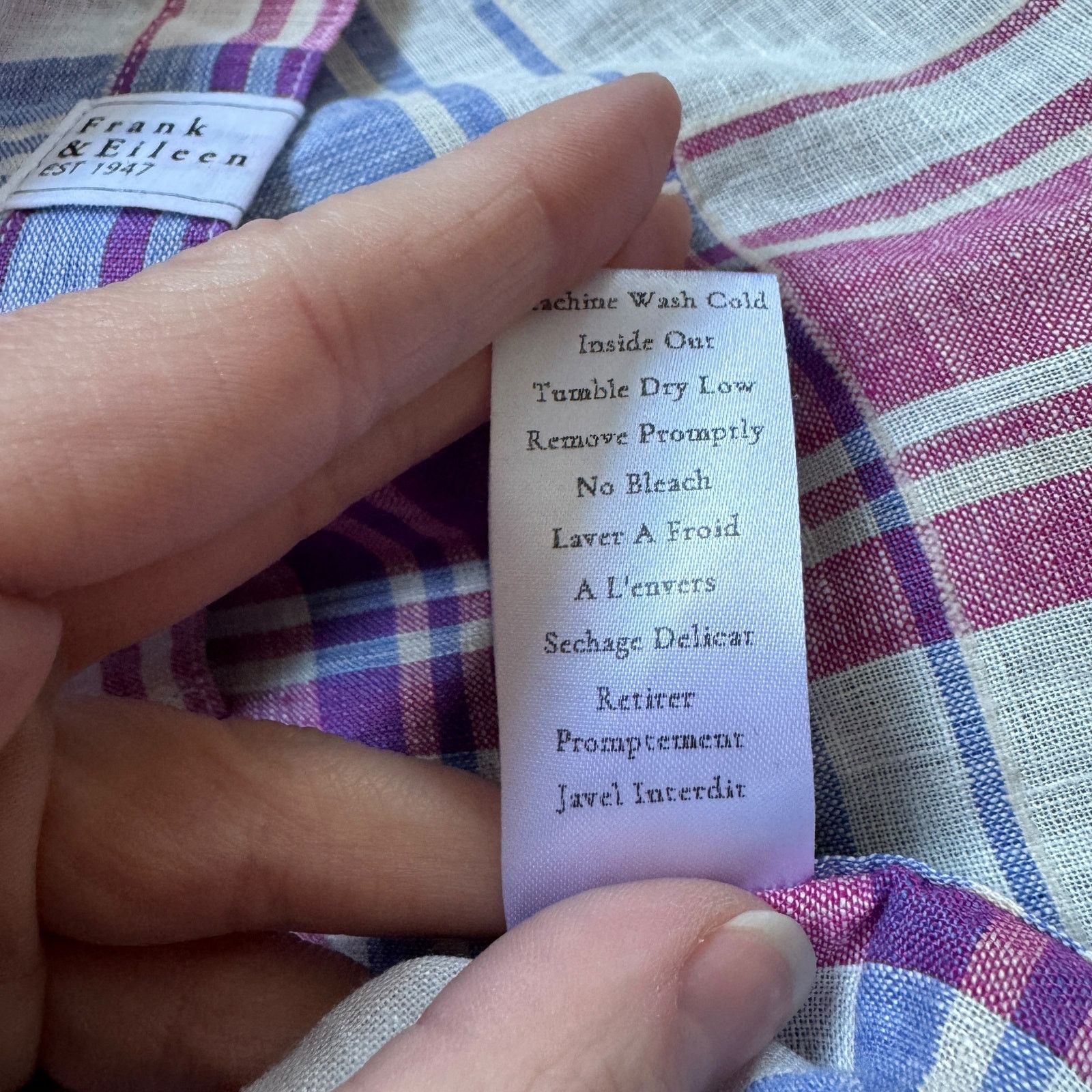 Frank & Eileen Frank & Eileen Barry Woven Button Up Shirt Pink Blue Plaid Size XS / US 0-2 / IT 36-38 - 8 Thumbnail