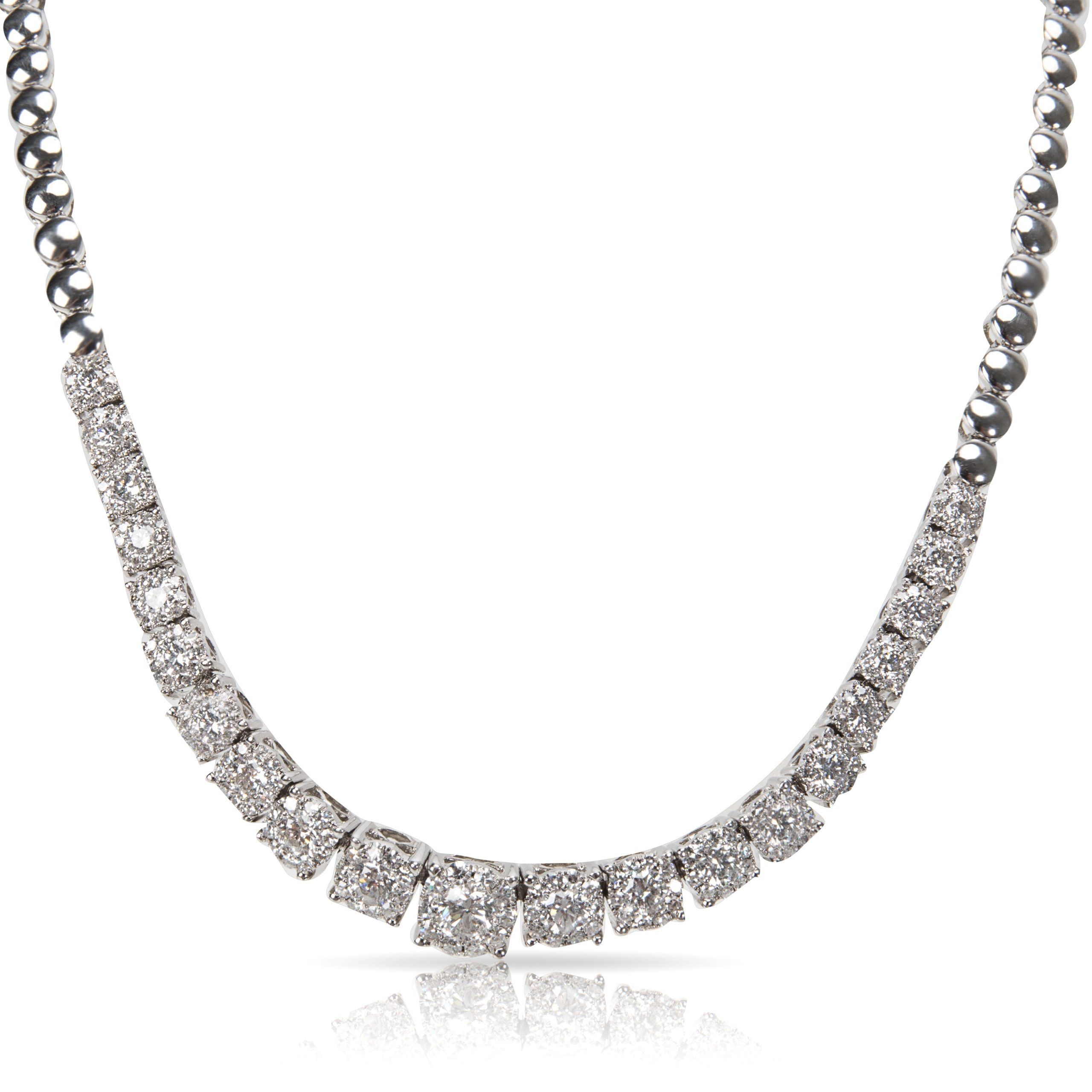 image of Louis Vuitton Miracle Style Diamond Riviera Necklace In 18Kt White Gold 3.50 Ctw, Women's