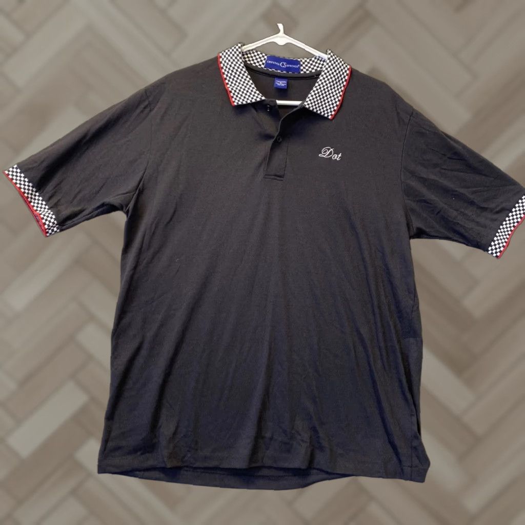 Vintage Crystal Spring Men’s Black Short Sleeve Collared Polo Shirt Size XL/ 46-43 Size US XL / EU 56 / 4 - 1 Thumbnail