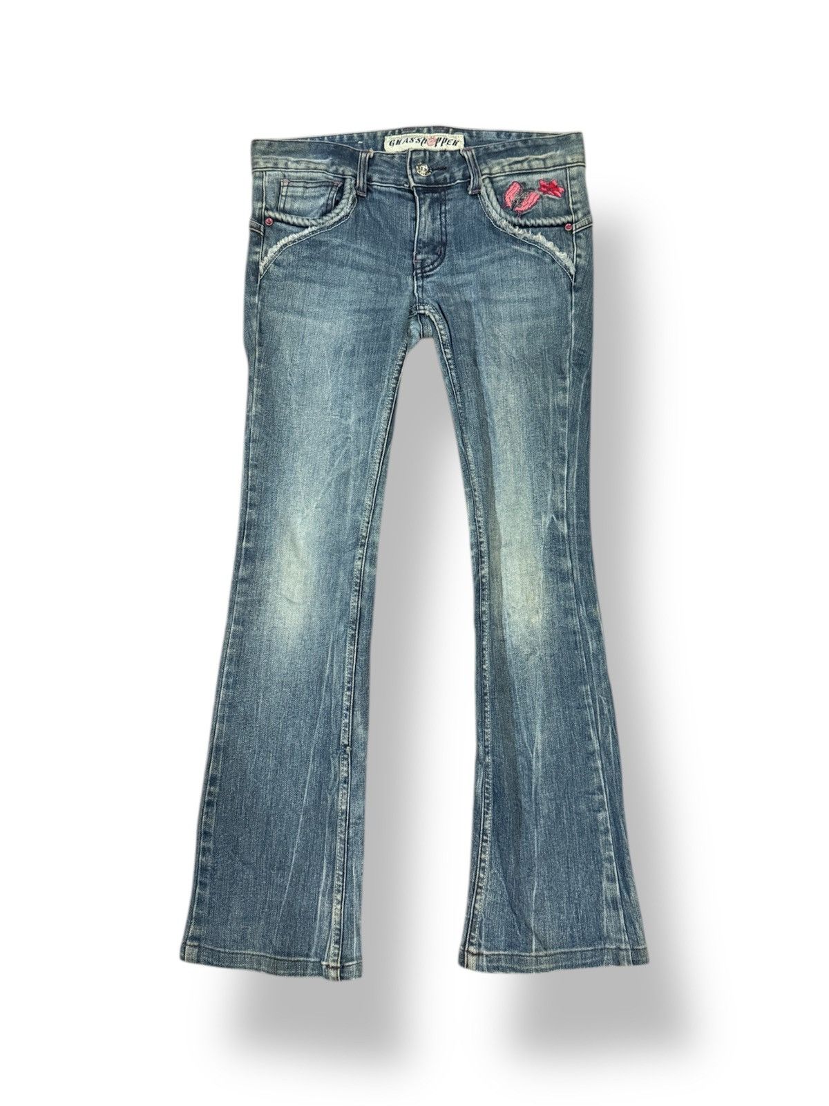 Ed Hardy Ed Hardy Inspired - Pink Butterfly Embroidery Bootcut Jean Size 27" / US 4 / IT 40 - 2 Thumbnail