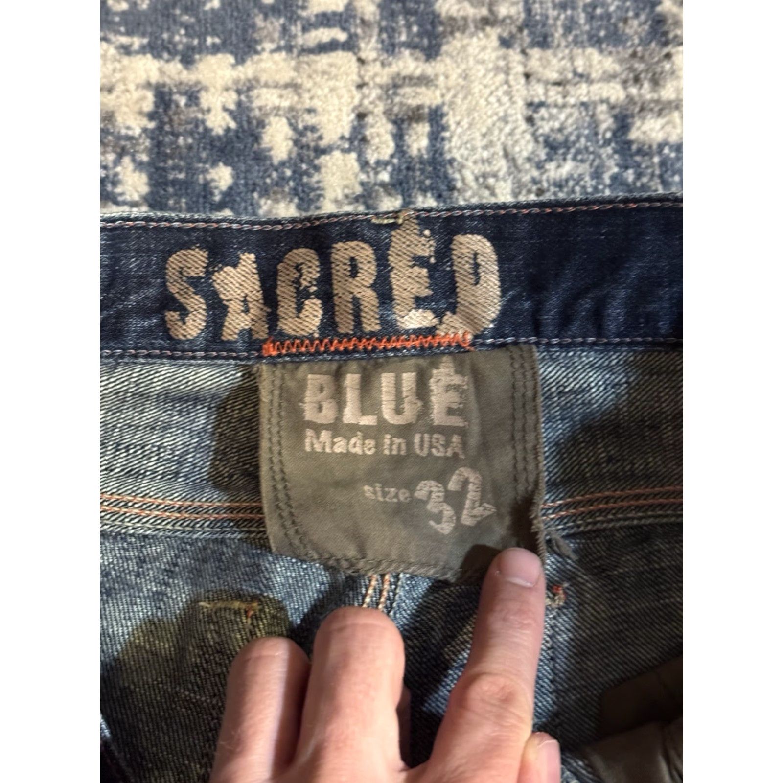 Denime Sacred Blue Jeans Bootcut Distressed Dark Wash Denim USA Regular Women 32 Inseam 33 Size 24" / US 00 / IT 34 - 5 Thumbnail