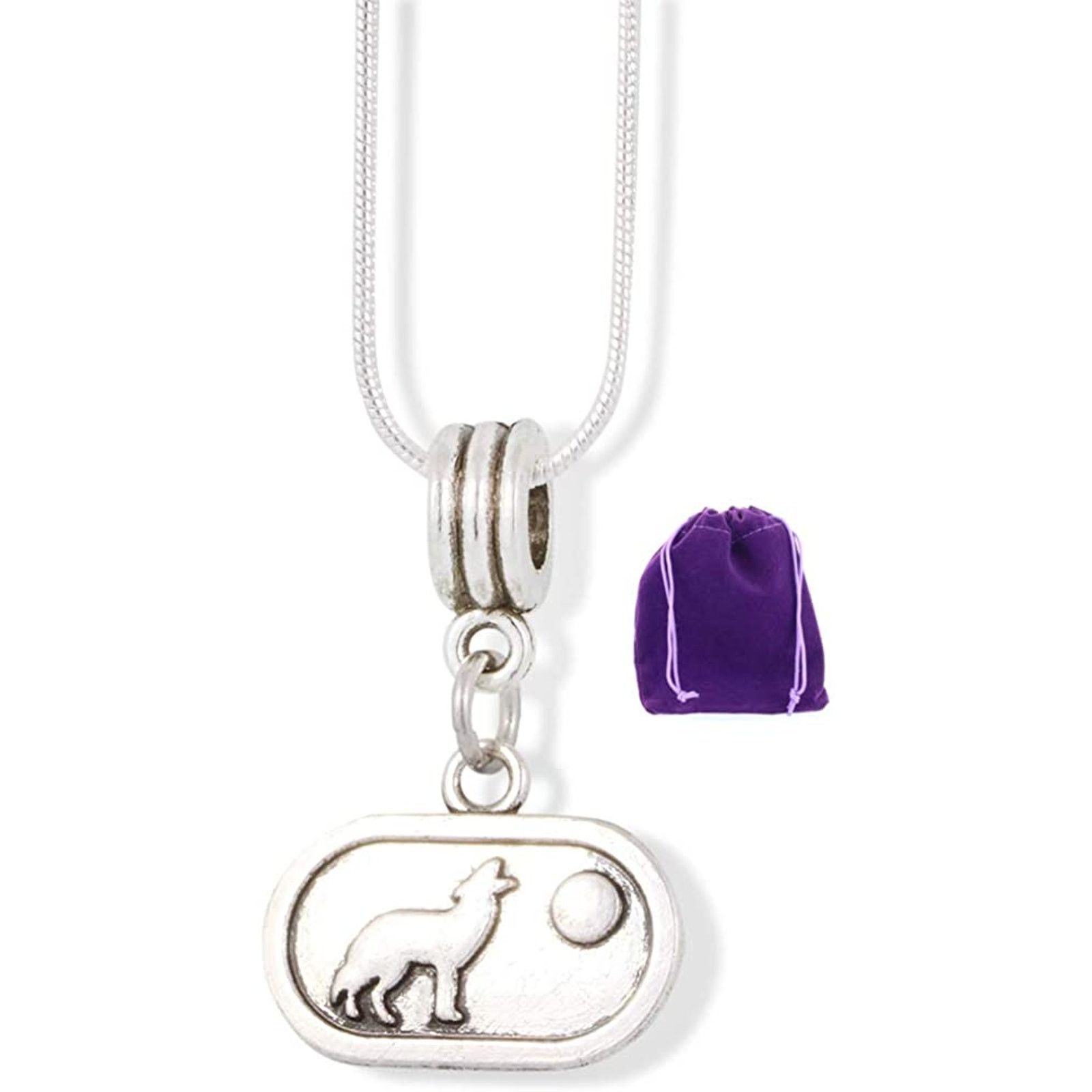 & Other Stories Wolf Howling at Moon on Oval Charm Snake Chain Necklace Size ONE SIZE - 1 Thumbnail