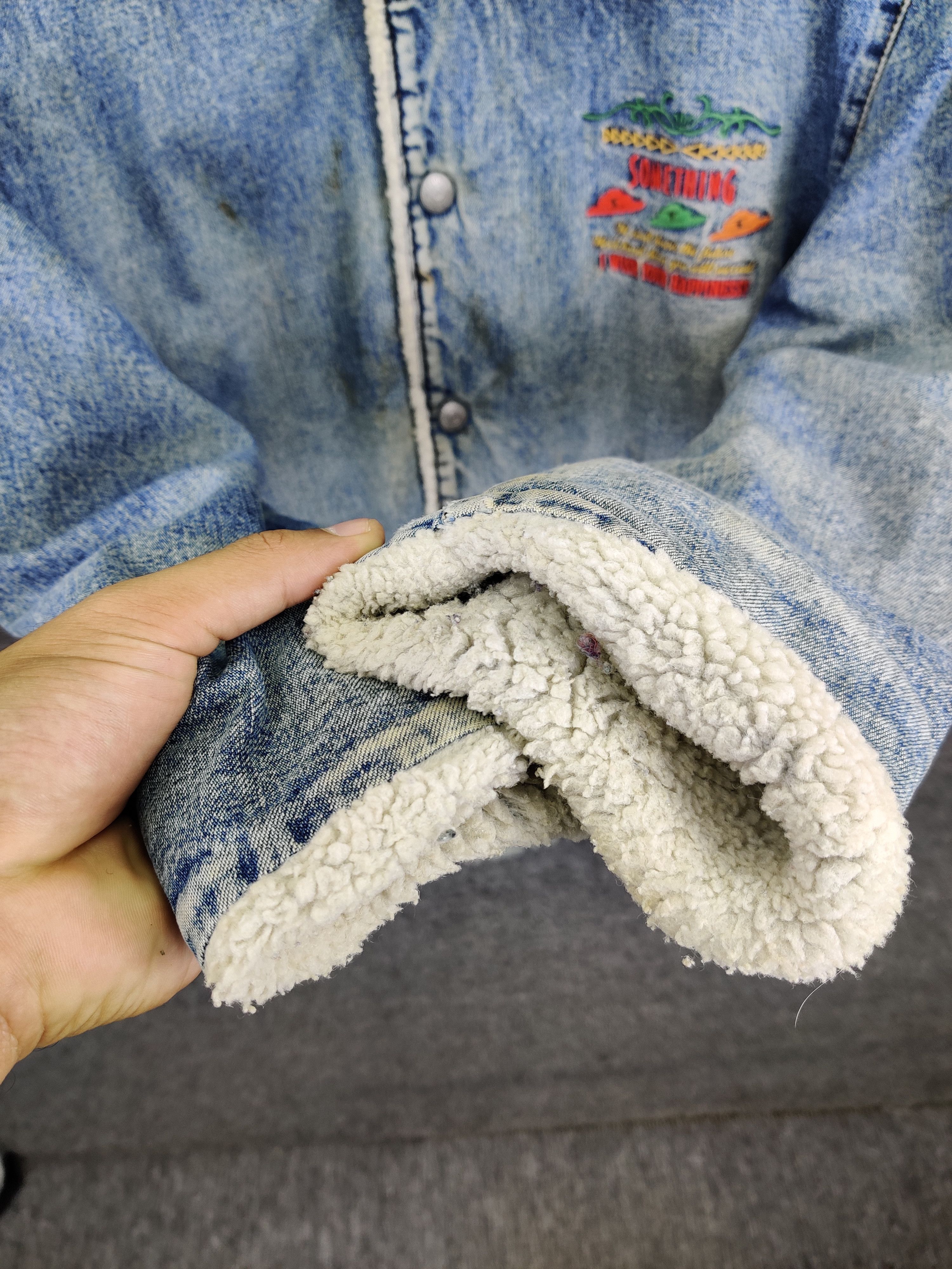 Edwin Vintage 90s Edwin Sherpa Distressed Denim Jacket Size US M / EU 48-50 / 2 - 13 Thumbnail