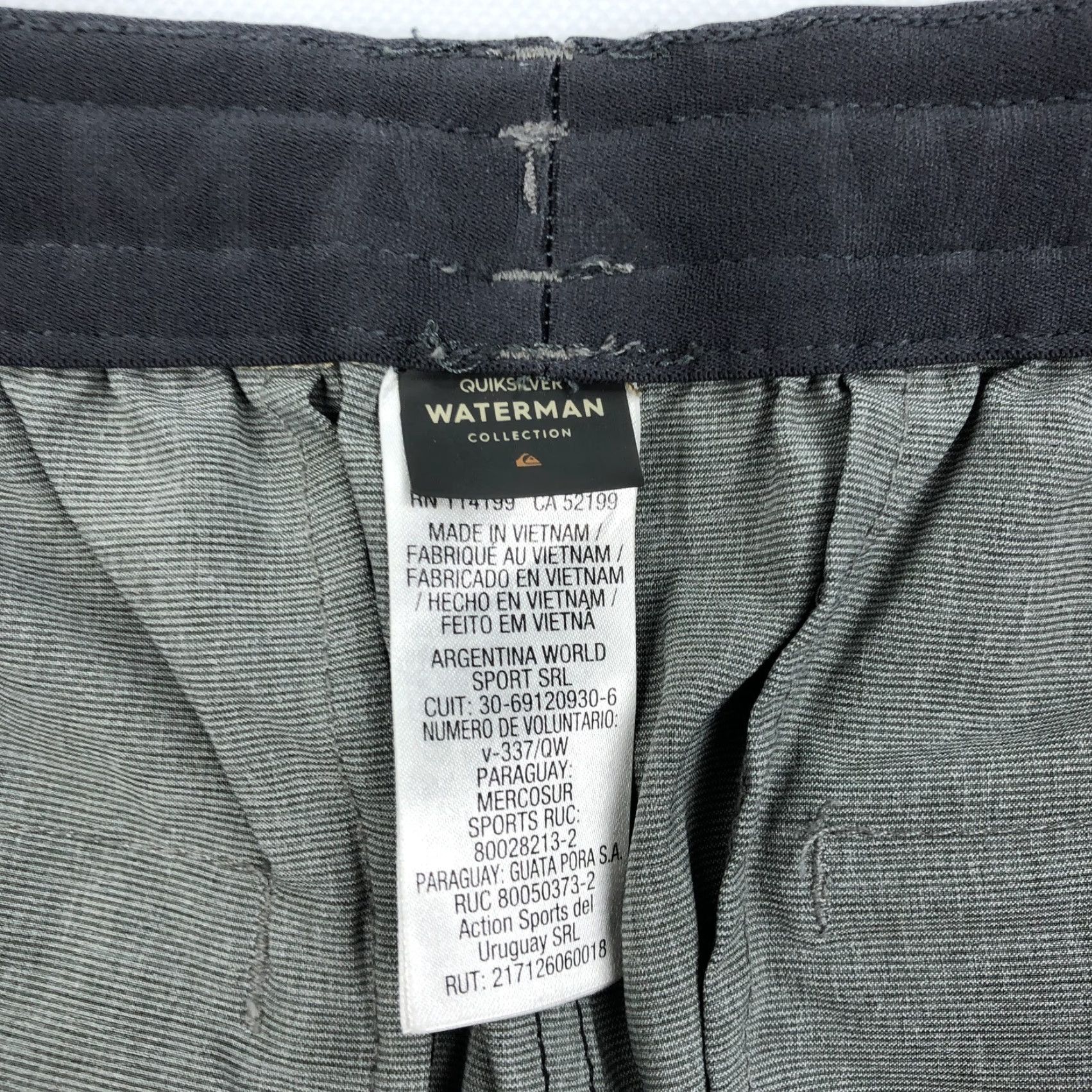 Quiksilver Quiksilver Waterman Collection Men's 34 Grey Elastic Drawstring Shorts Size US 34 / EU 50 - 5 Thumbnail