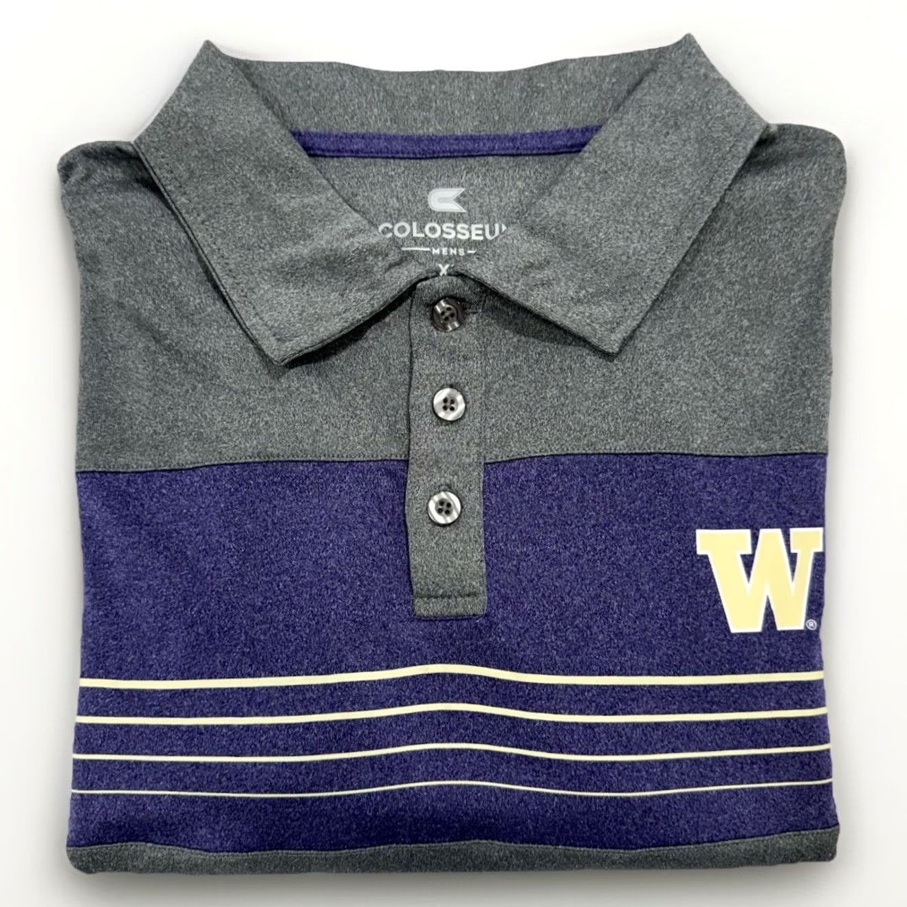 Vintage VINTAGE Washington University PERFORMANCE Golf Polo Shirt Men XL Striped Purple & Gray Size US XL / EU 56 / 4 - 2 Thumbnail