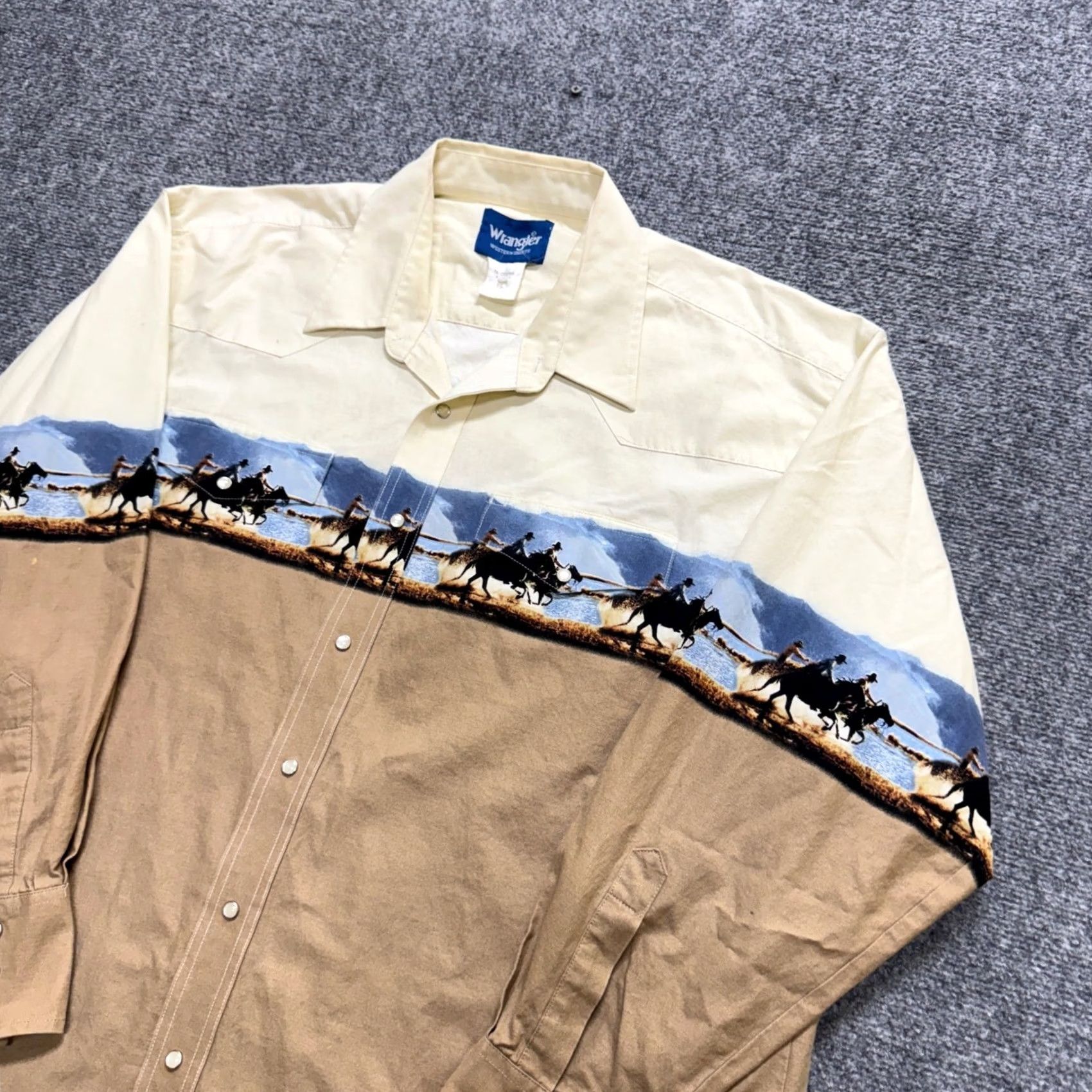 Wrangler VINTAGE Wrangler Shirt Western Pearl Snap Long Sleeve Mens 2XL Distressed Themed Shirt Size US XXL / EU 58 / 5 - 2 Thumbnail