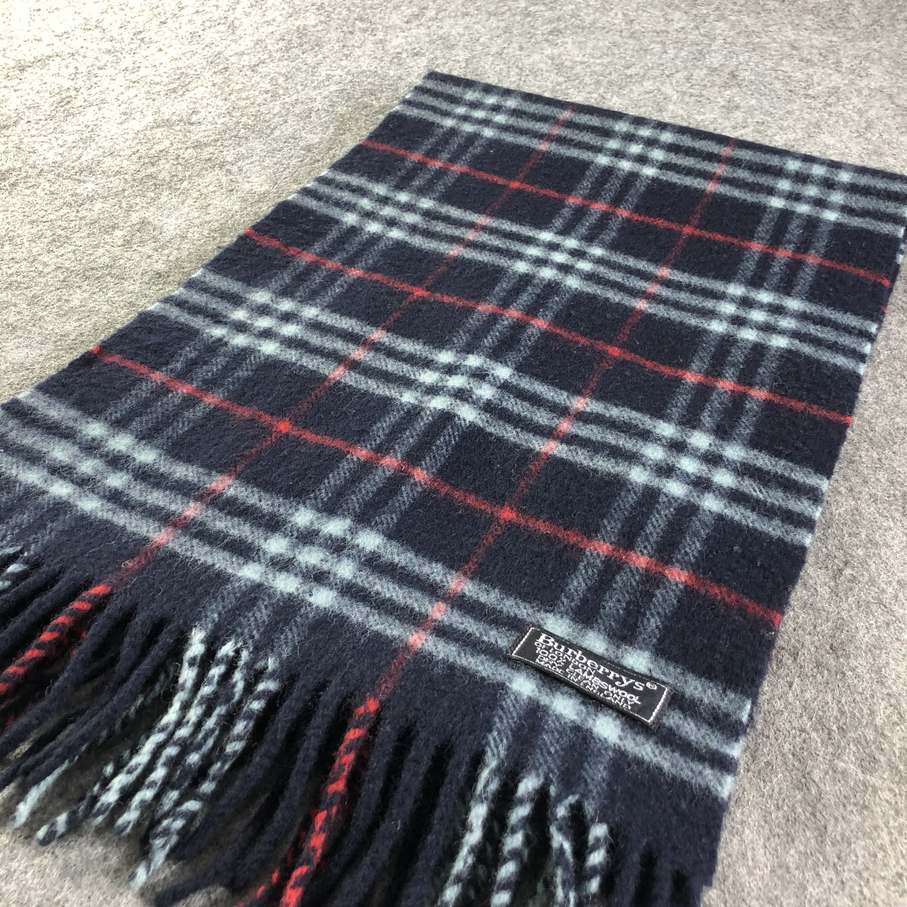 Burberry Burberrys Blue Nova Check Wool Scarf Muffler V1614 Size ONE SIZE - 3 Thumbnail