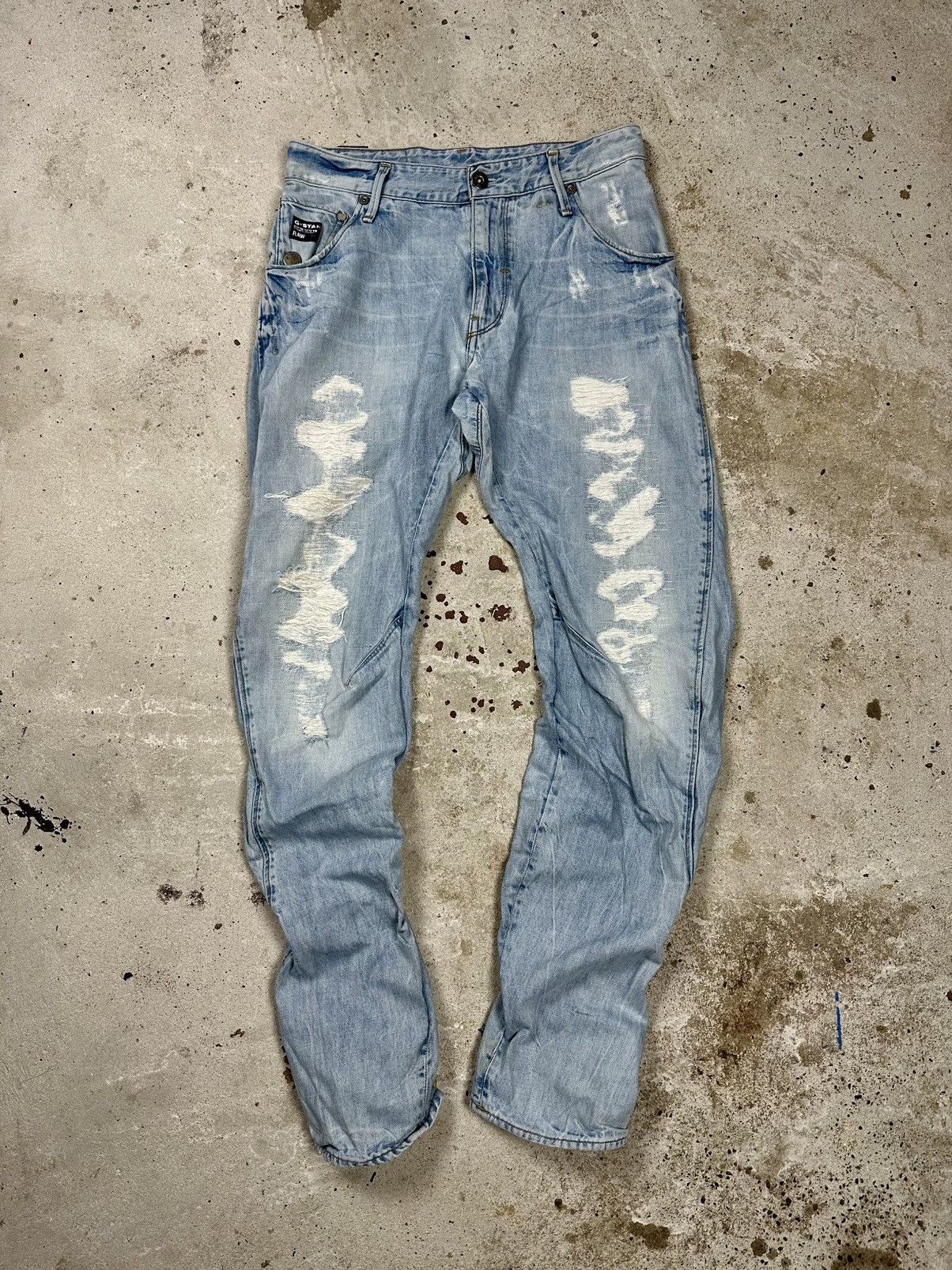 G-Star Vintage Y2K G Star Raw Distressed Blue Loose Tapered Size US 30 / EU 46 - 1 Thumbnail