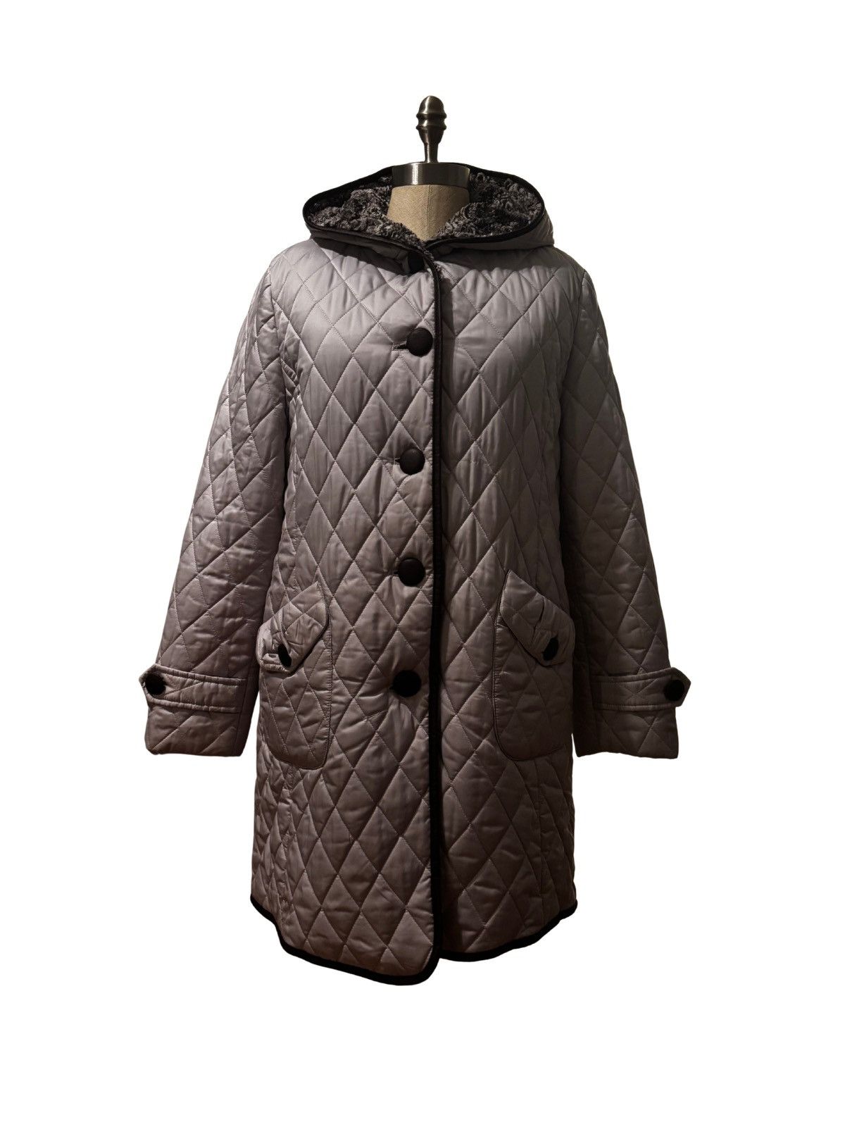 Other Women's light gray quilt Coat with hoodie.wj1412 | Grailed