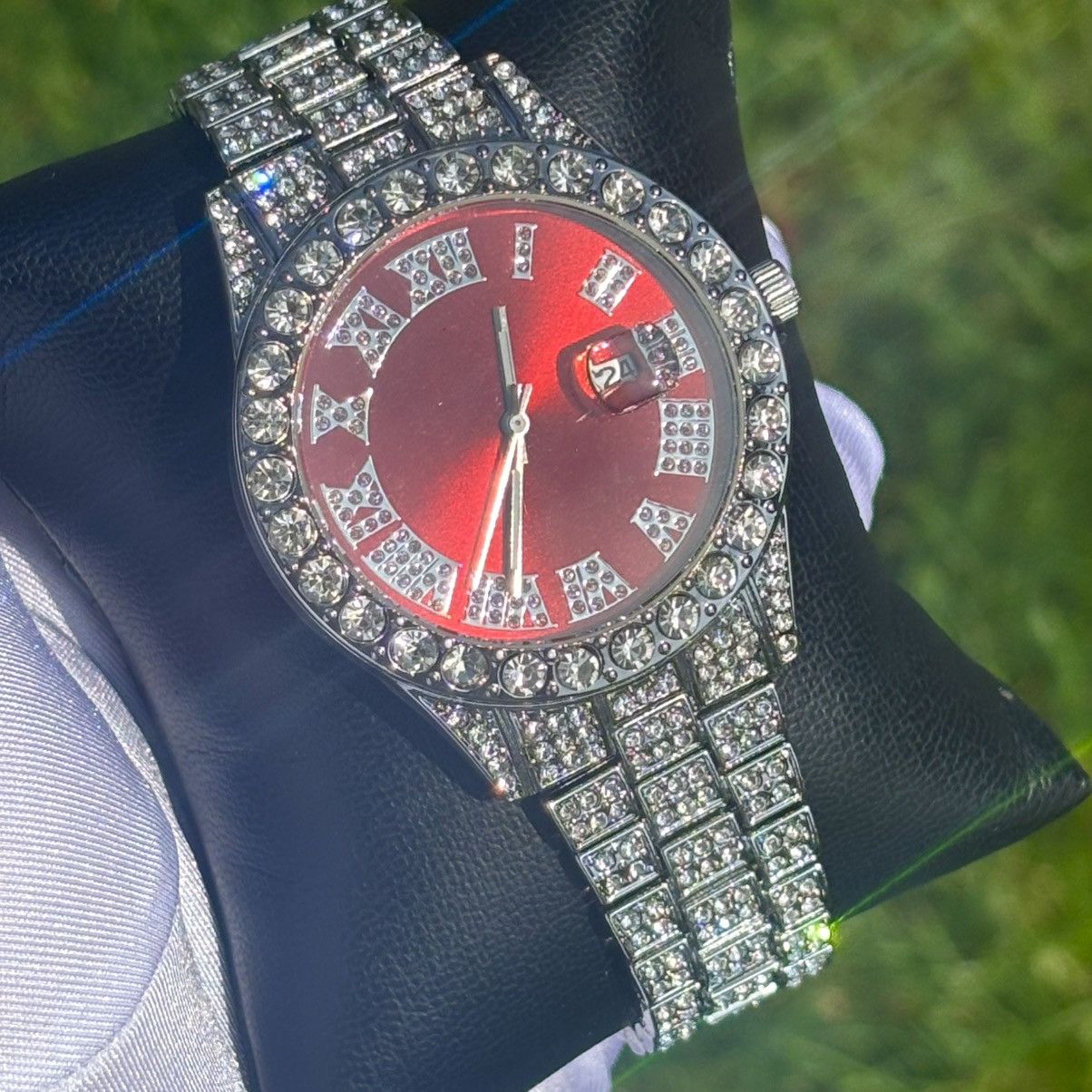 Other Iced Out Watch Presidential Style Red Face Size ONE SIZE - 1 Thumbnail