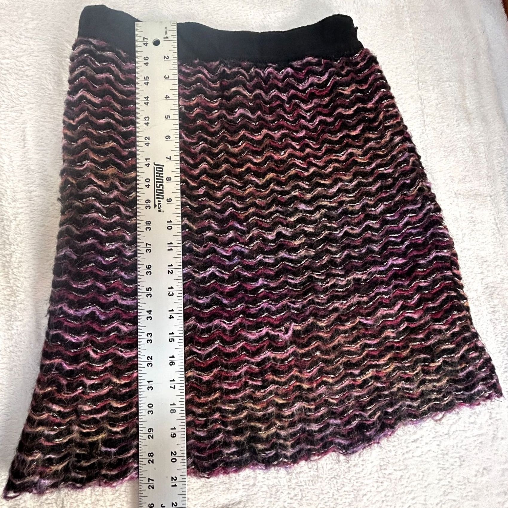 Anthropologie Knitted & Knotted Anthropologie Violet Vibrations Skirt, Size 4, Lined, A-Line, Short, Bohemian, Purple/Black, Wool Knit Size S / US 4 / IT 40 - 7 Thumbnail